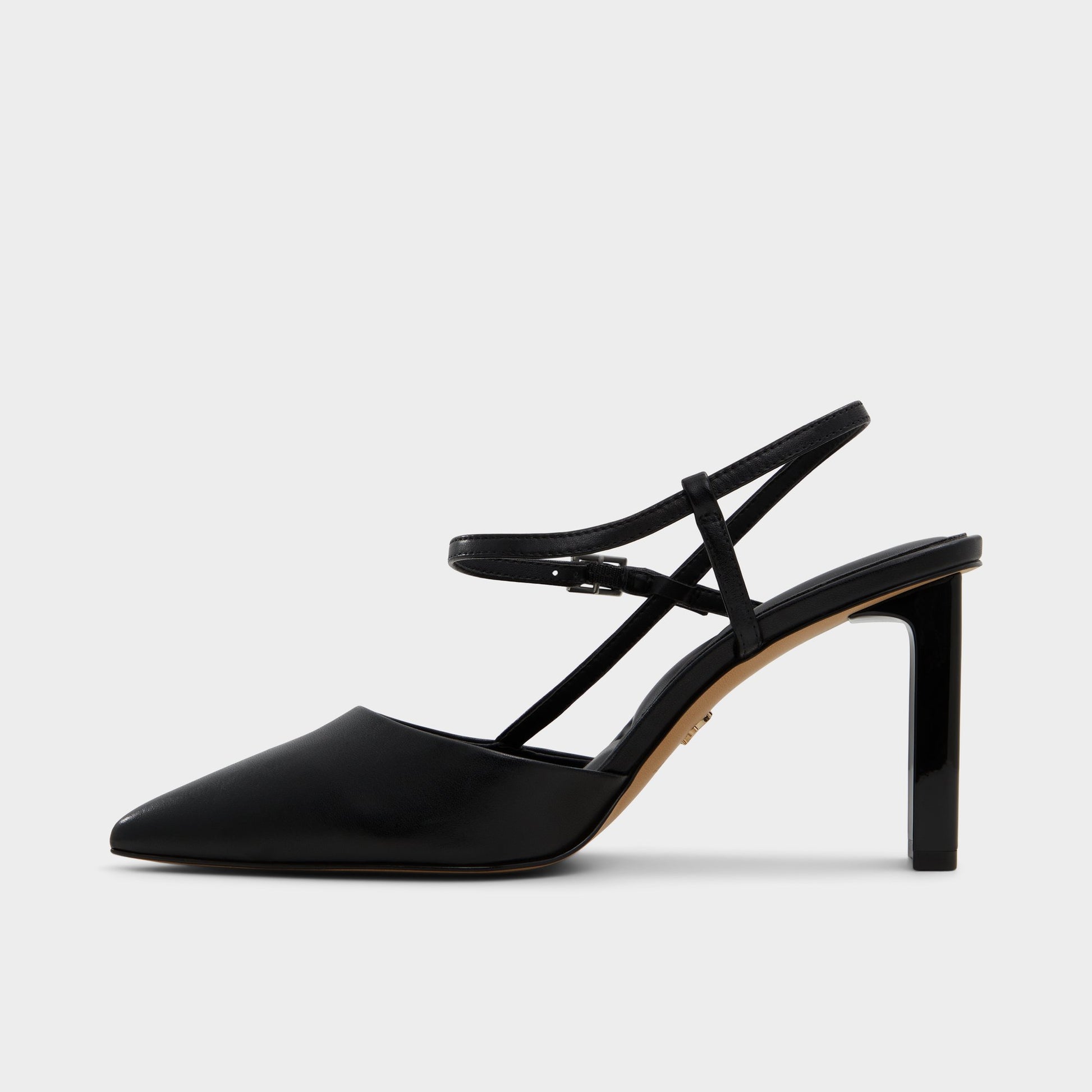 Side view of Black Darabriver Slingback pump