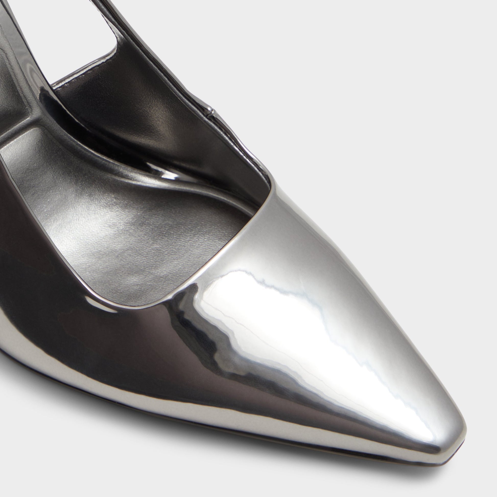 Close-up of the Pewter Marysa Slingback heel