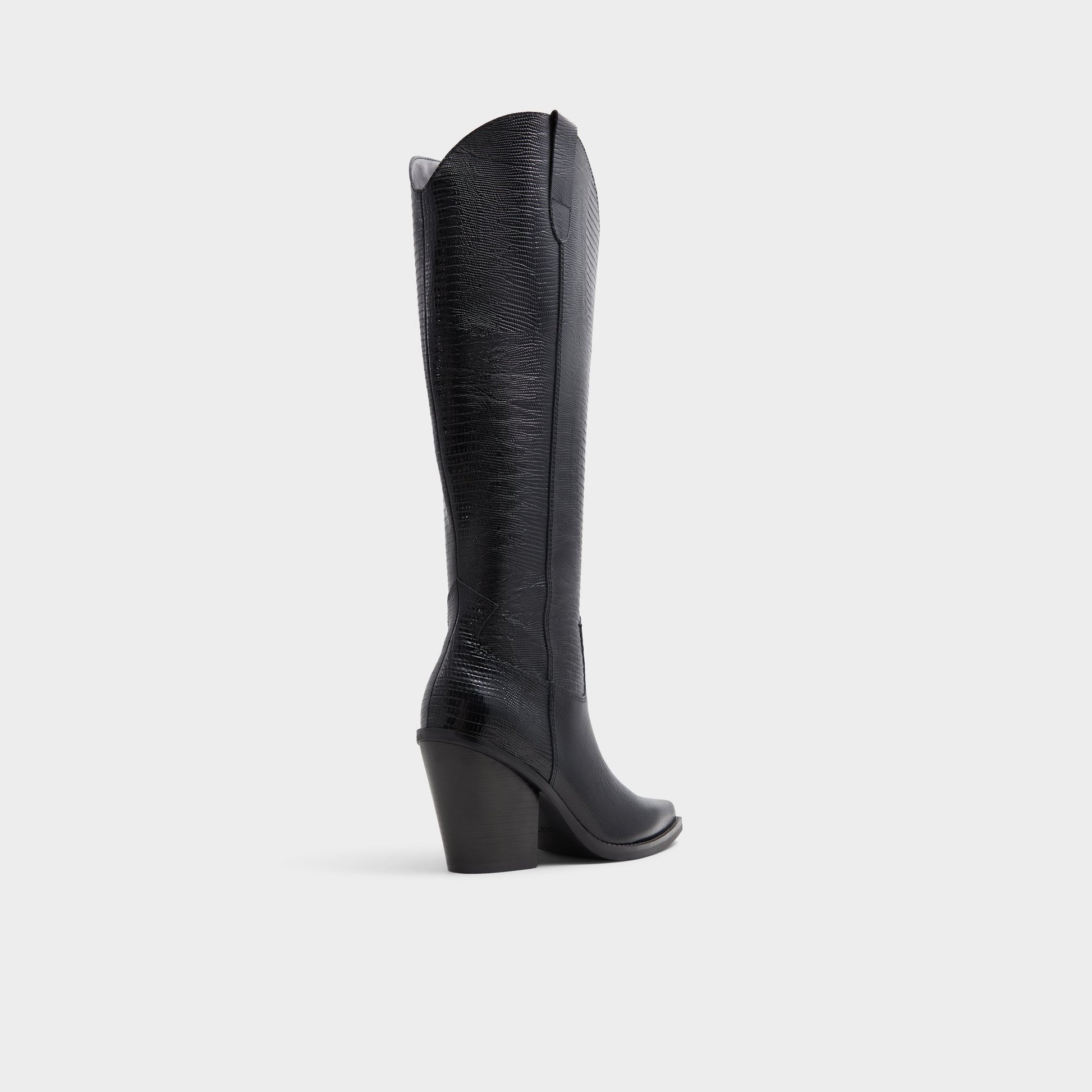 Three-quarter angle of Black Nevada-wc Western knee-high boot's back side