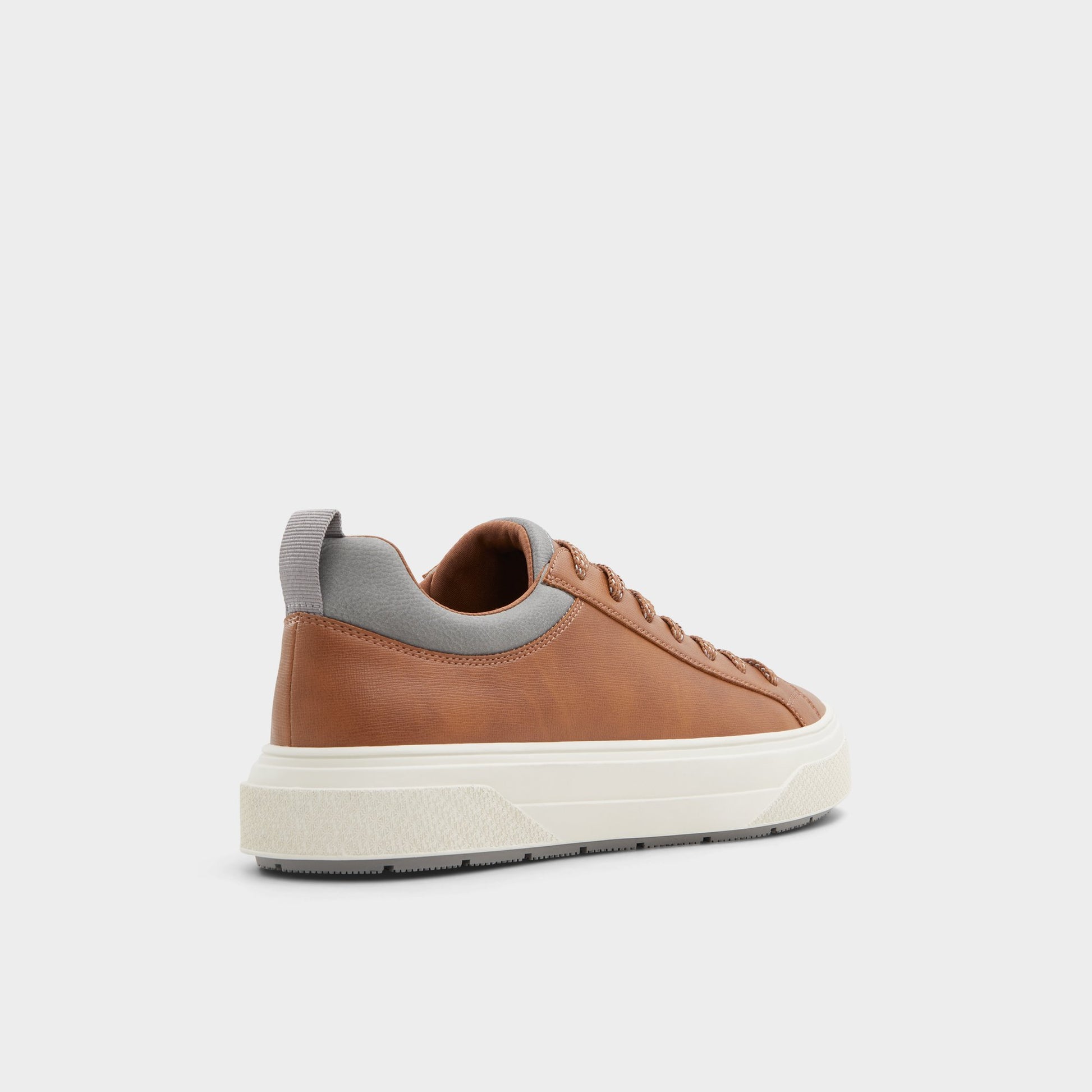 Three-quarter angle of Light Brown Bas Low top sneaker's back side