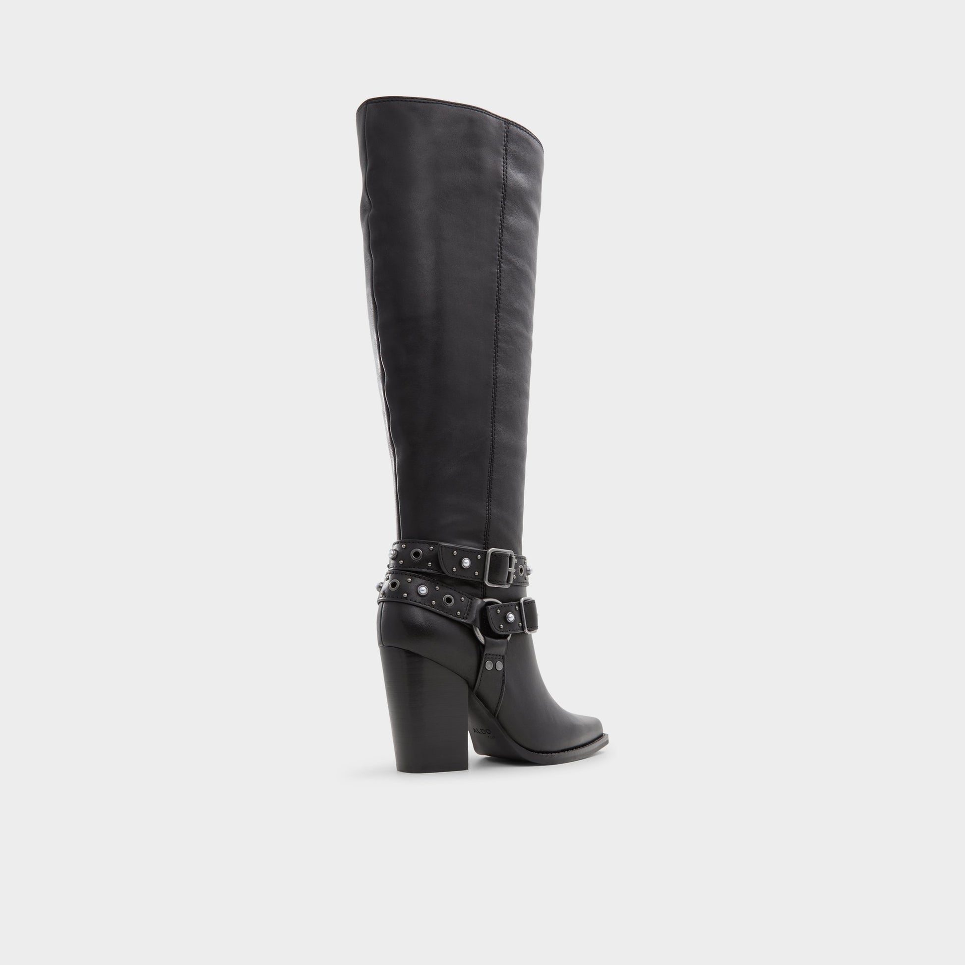 Three-quarter angle of Other Black Thelidan Knee-high boot's back side