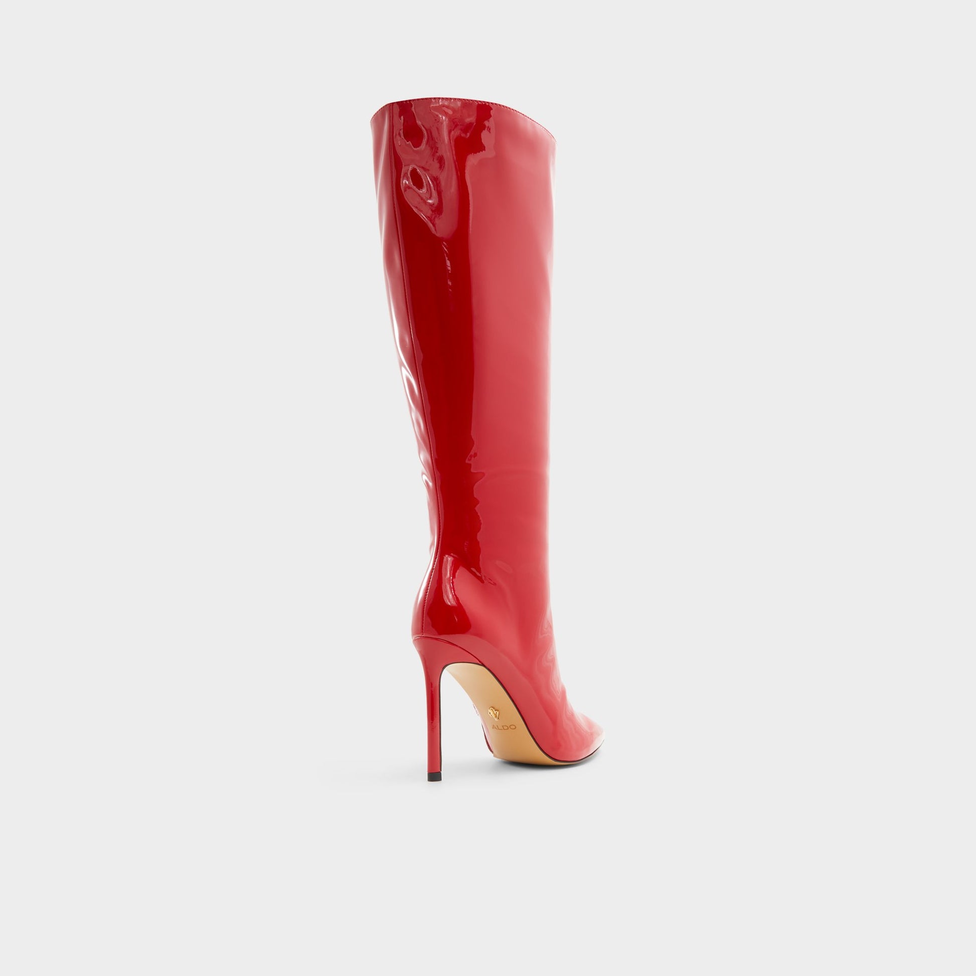 Three-quarter angle of Red Agathea-wc Knee-high boot's back side