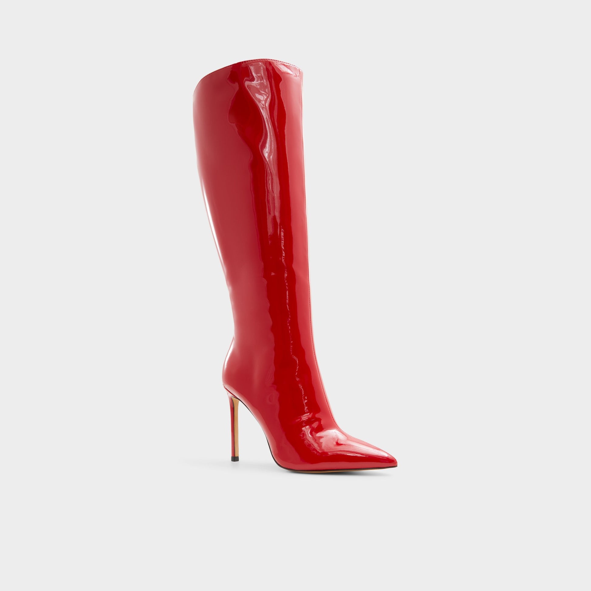 Three-quarter angle of Red Agathea-wc Knee-high boot's front side