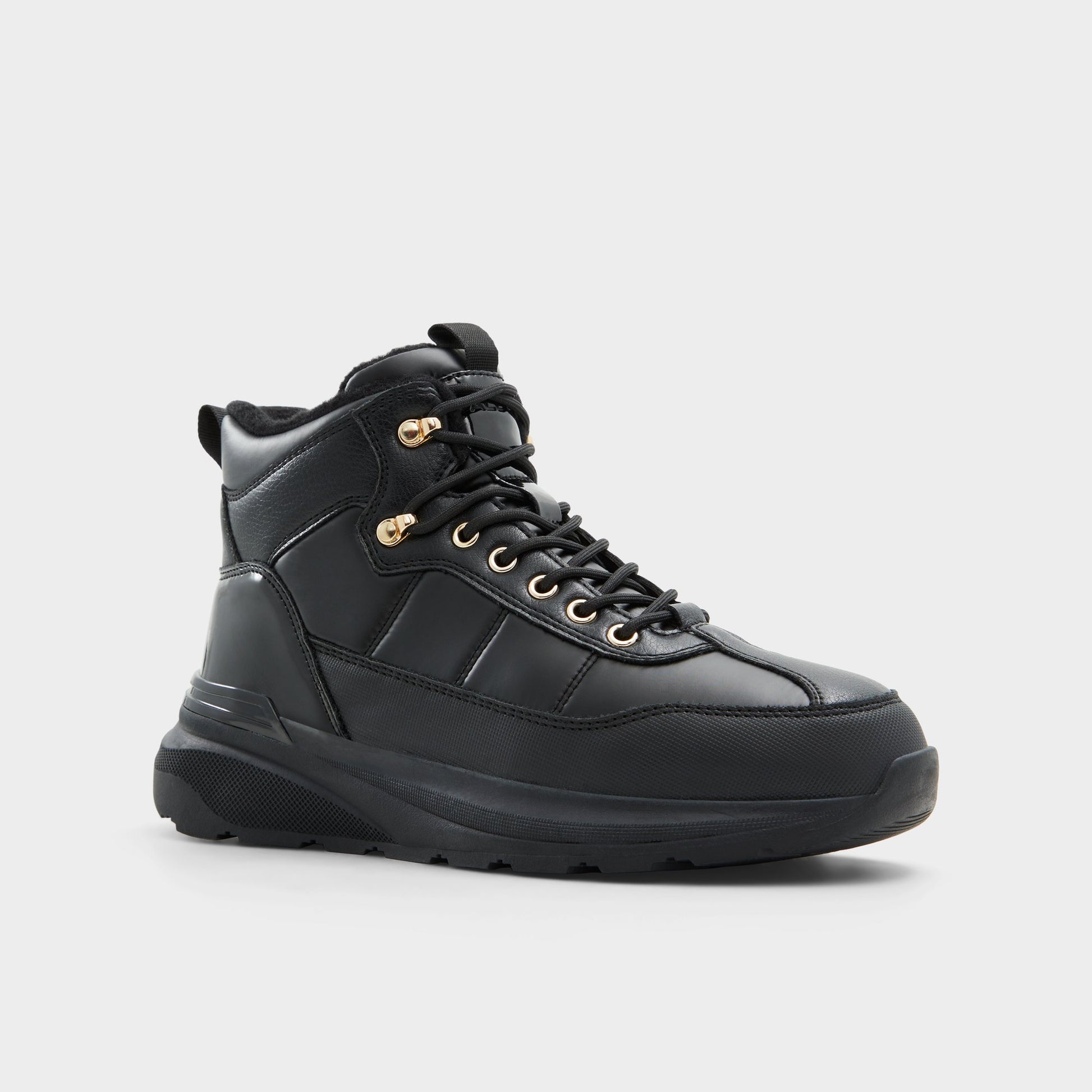 Three-quarter angle of Black Priemeth Lace-up boot's front side
