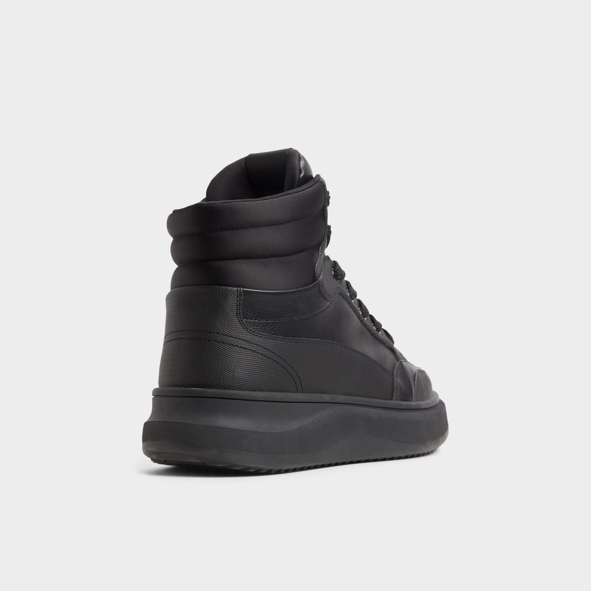 Three-quarter angle of Black Strato Lace-up boot's back side