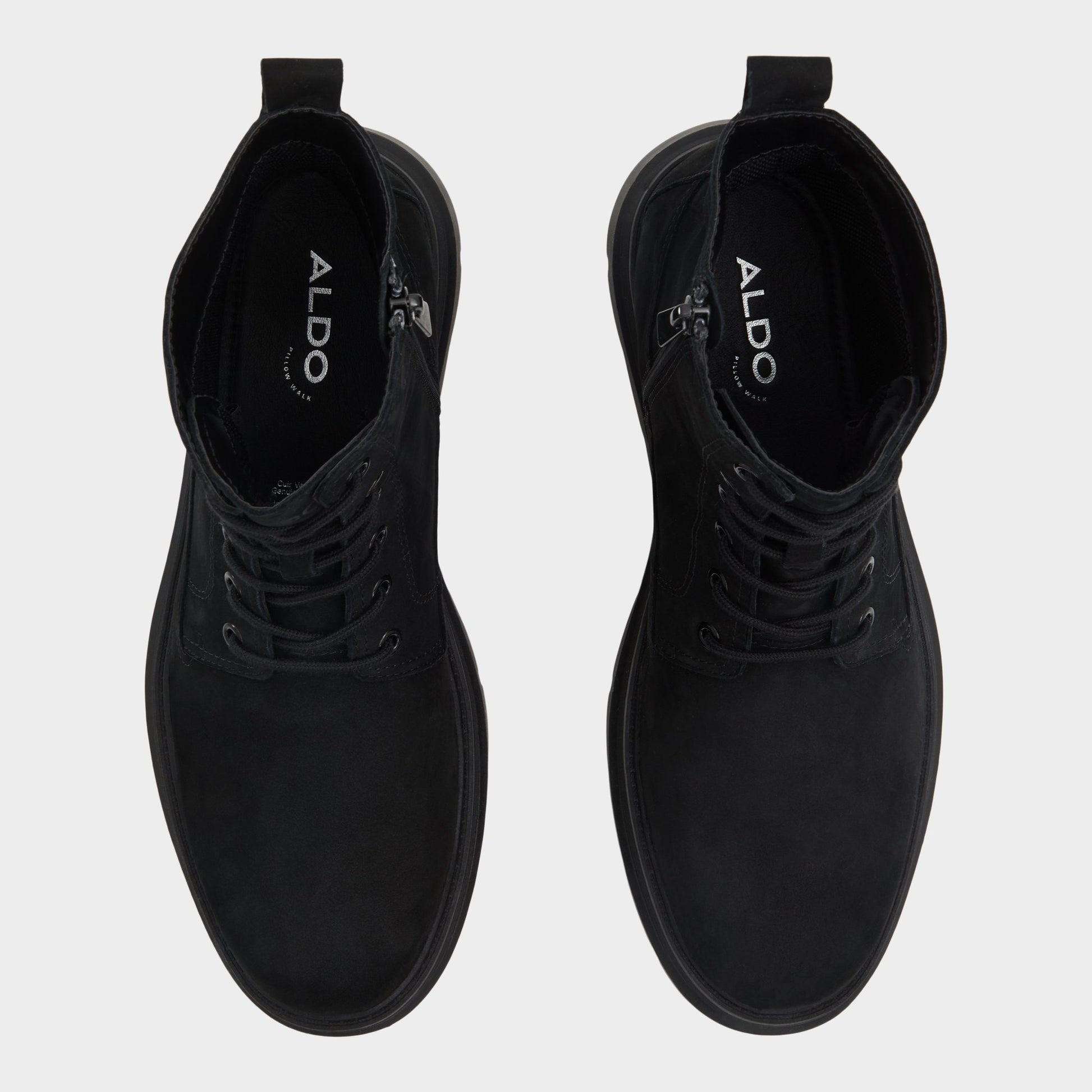 Top-down view of the Black Reish Lace-up boot
