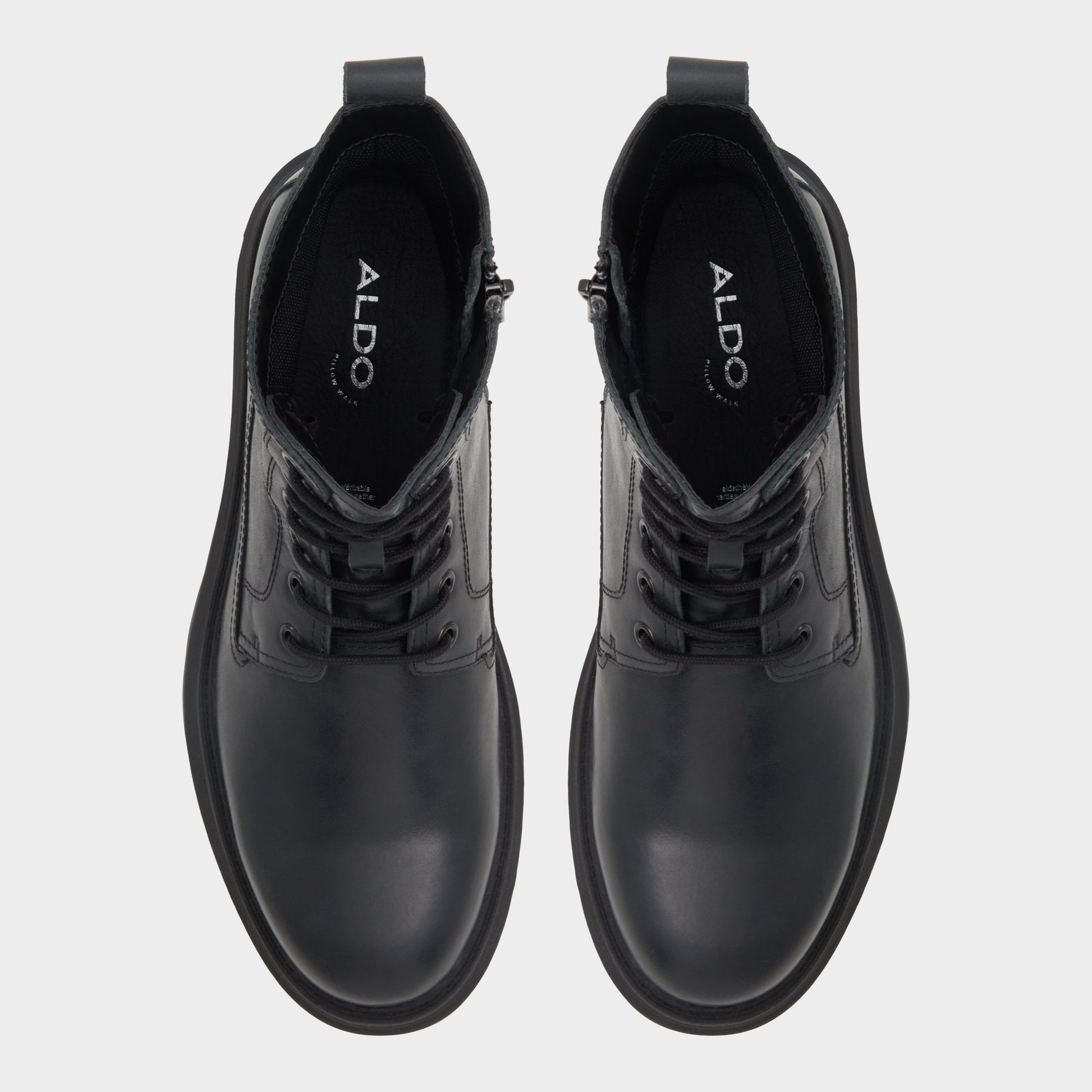 Top-down view of the Black Reish Lace-up boot