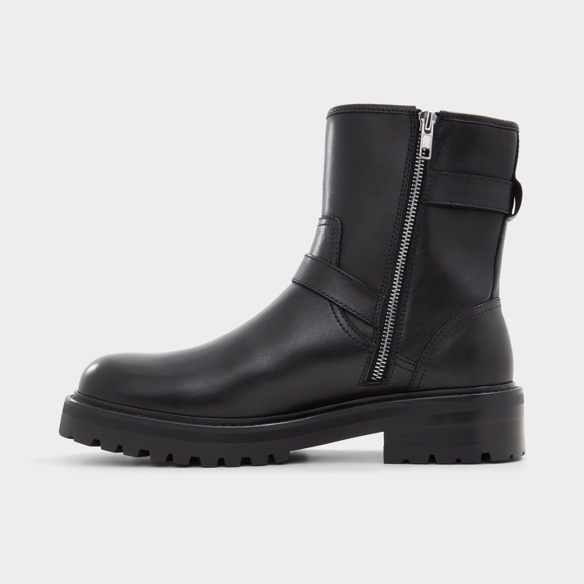 Side view of Black Carys Motorcycle ankle boot