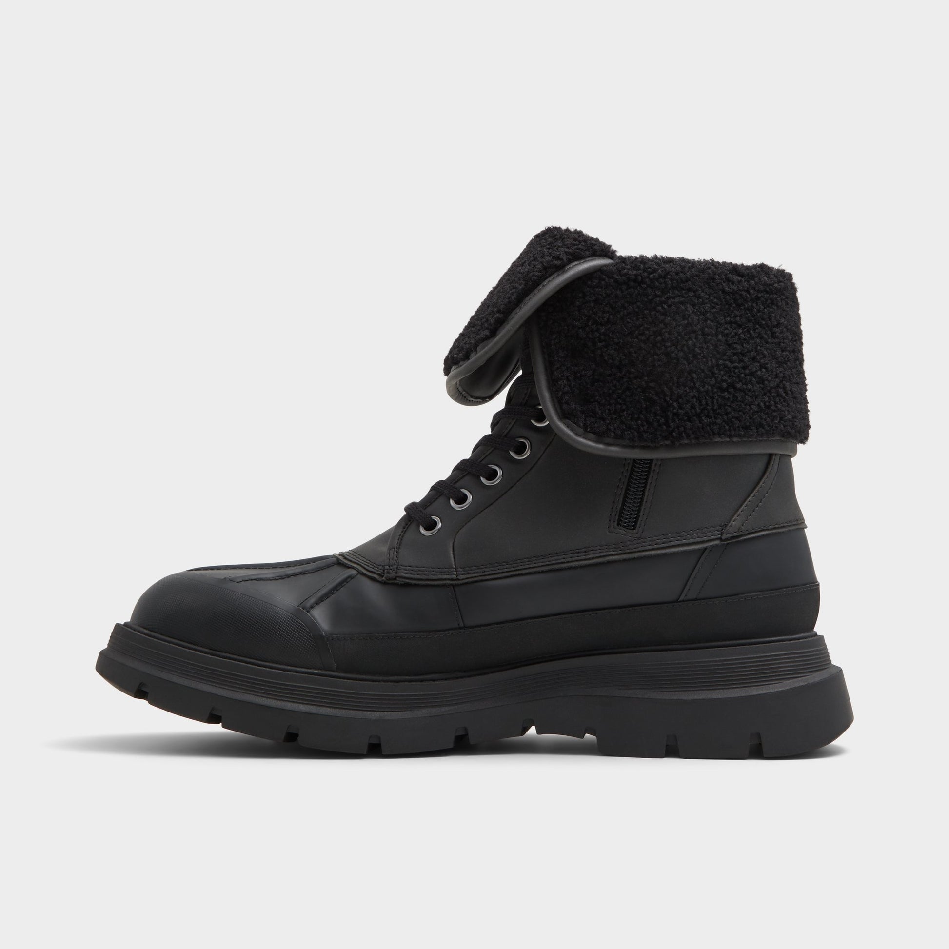 Side view of Black Delburn Lace-up boot