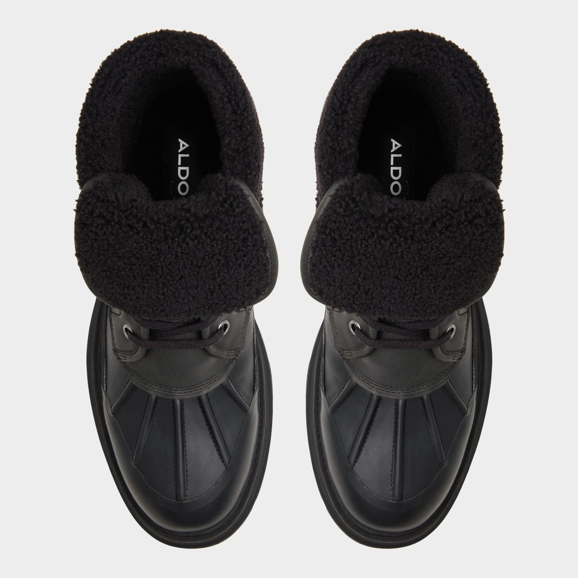 Top-down view of the Black Delburn Lace-up boot