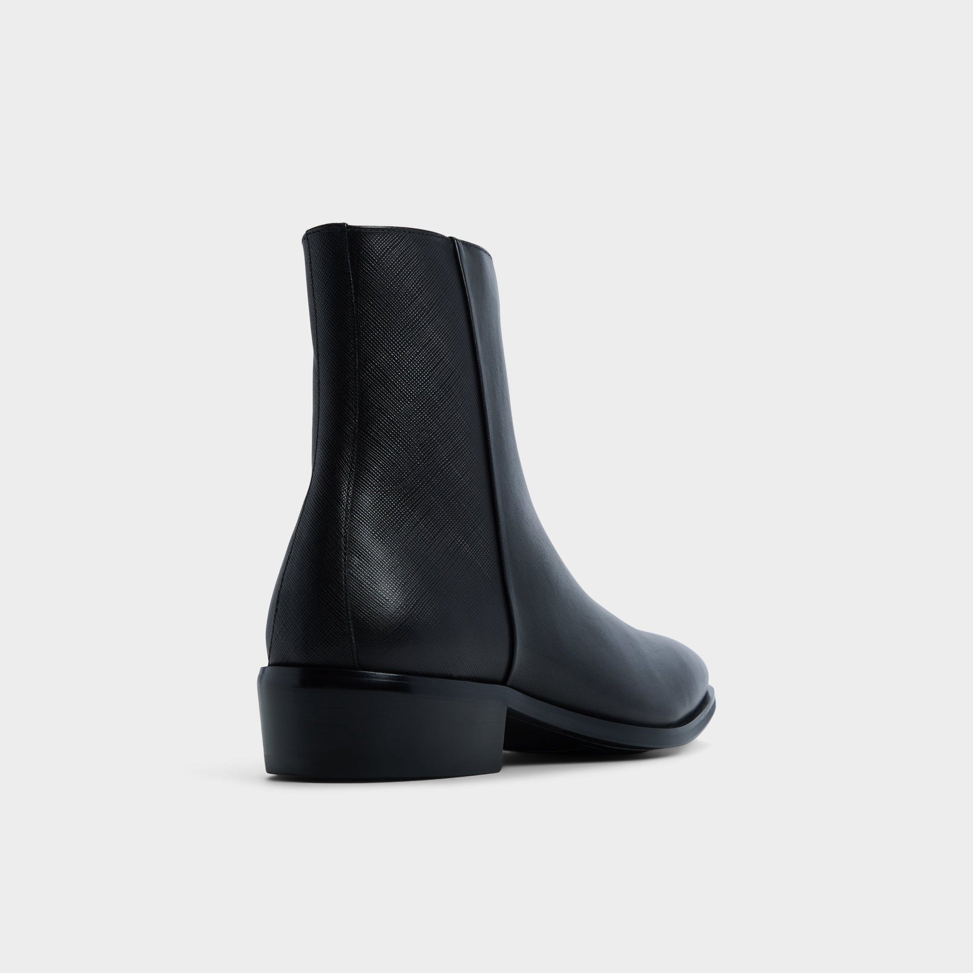 Three-quarter angle of Open Black Amur Ankle boot's back side