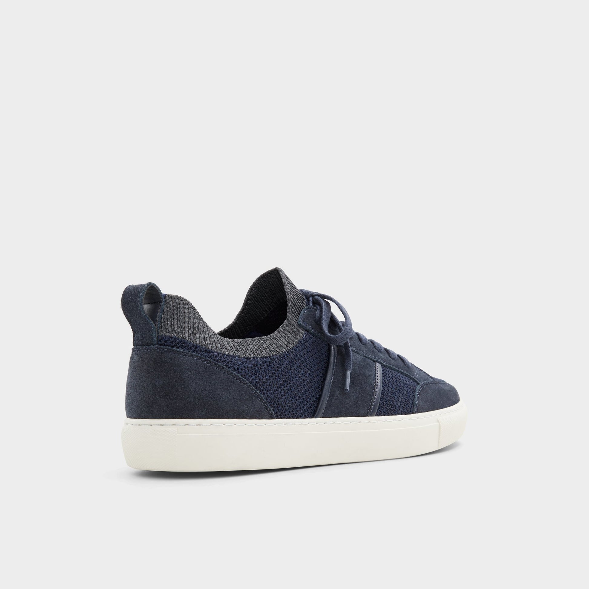 Three-quarter angle of Navy Owens Low top sneaker's back side