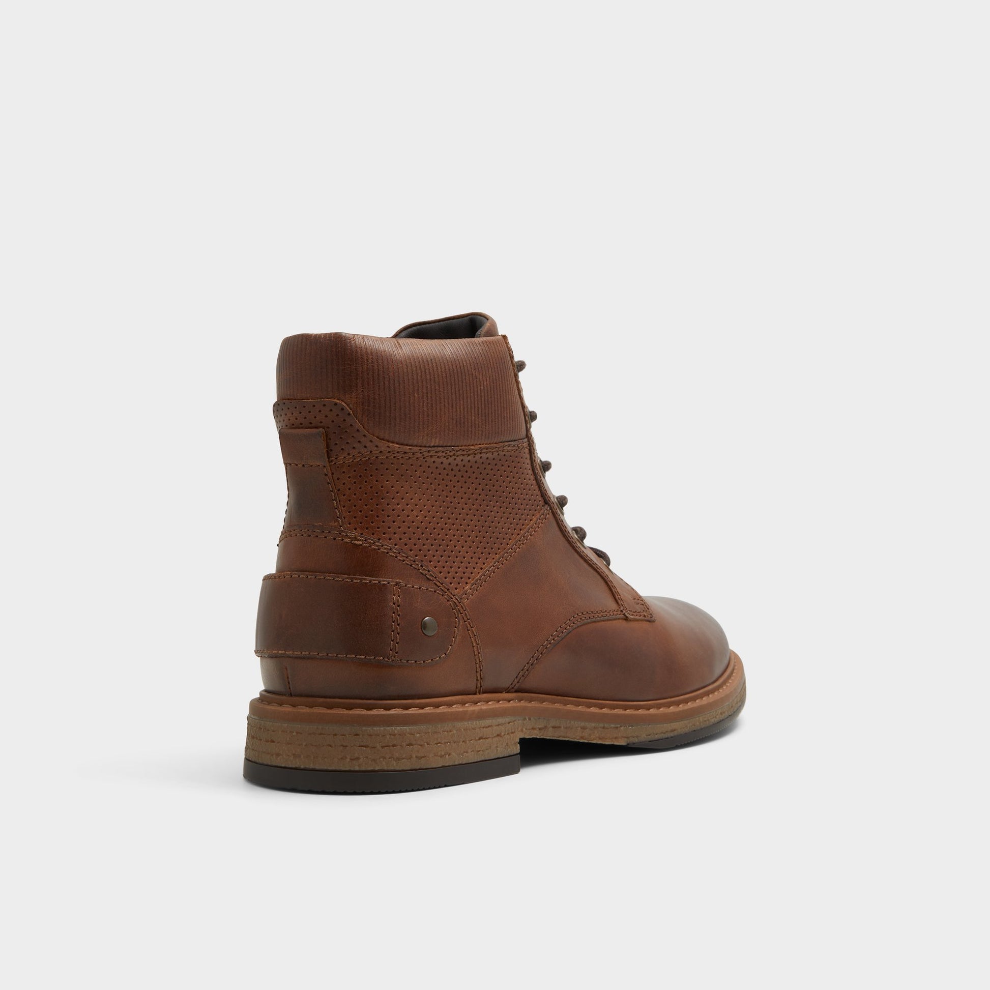 Three-quarter angle of Cognac Halard Lace-up boot's back side