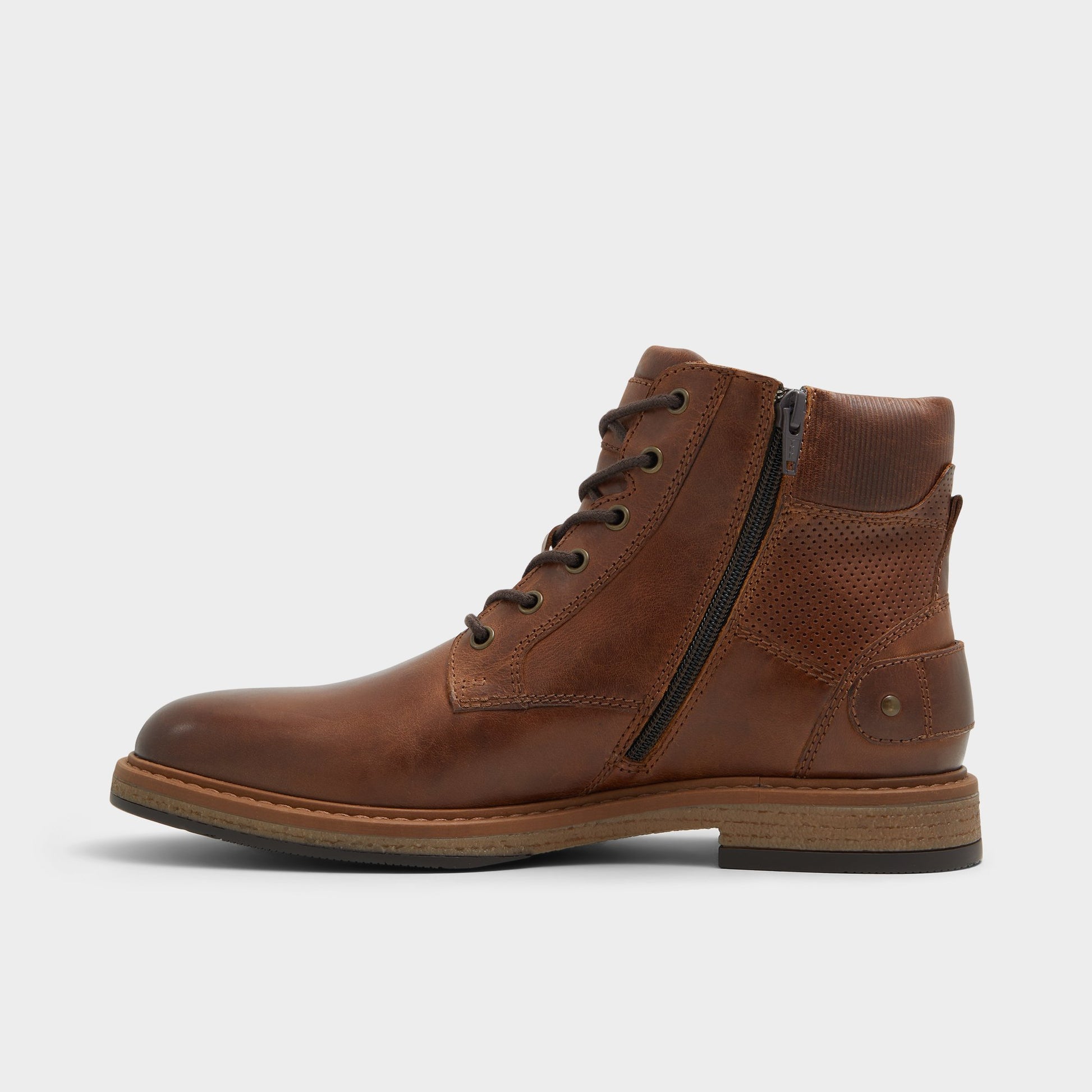 Side view of Cognac Halard Lace-up boot