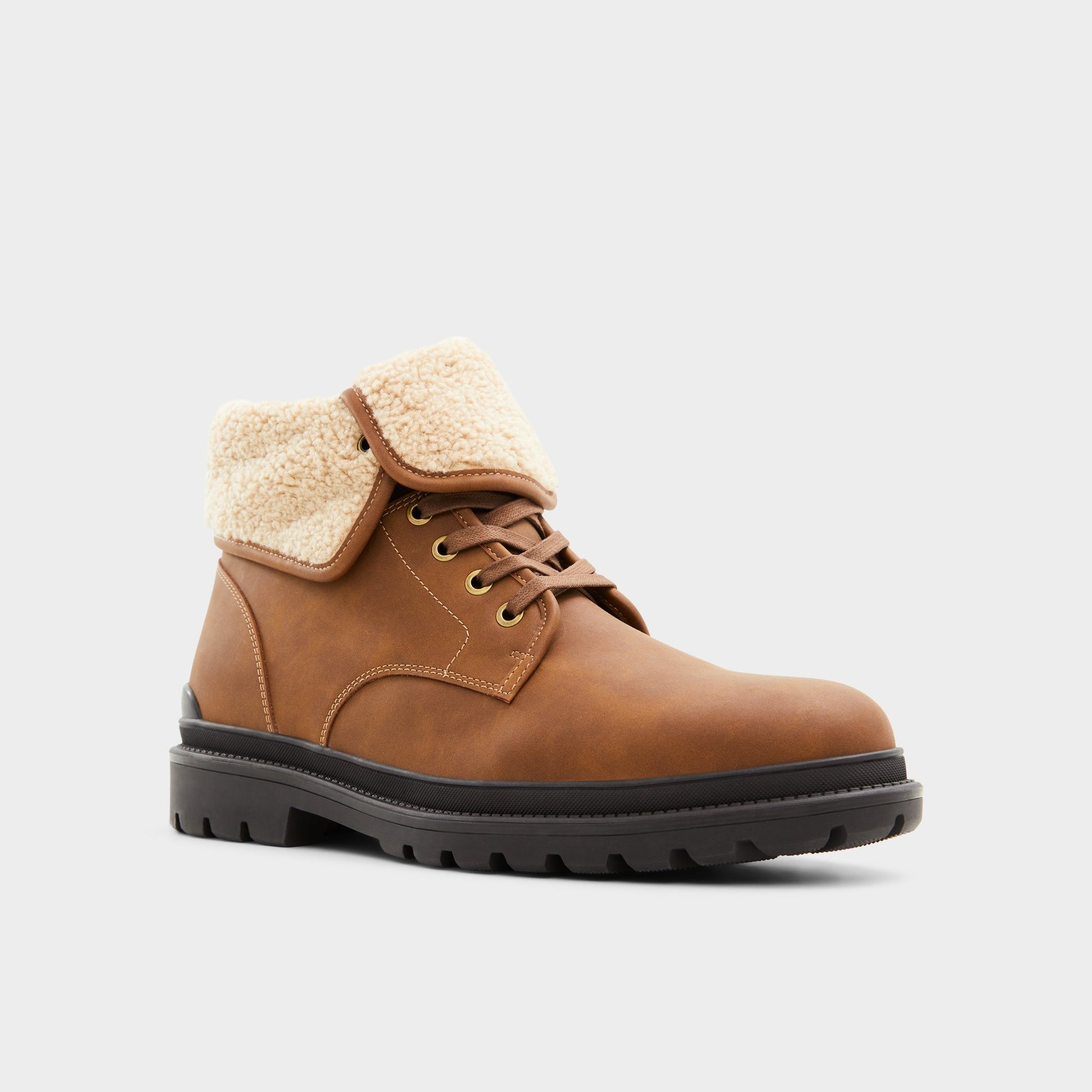 Three-quarter angle of Medium Brown Preliand Lace-up boot's front side