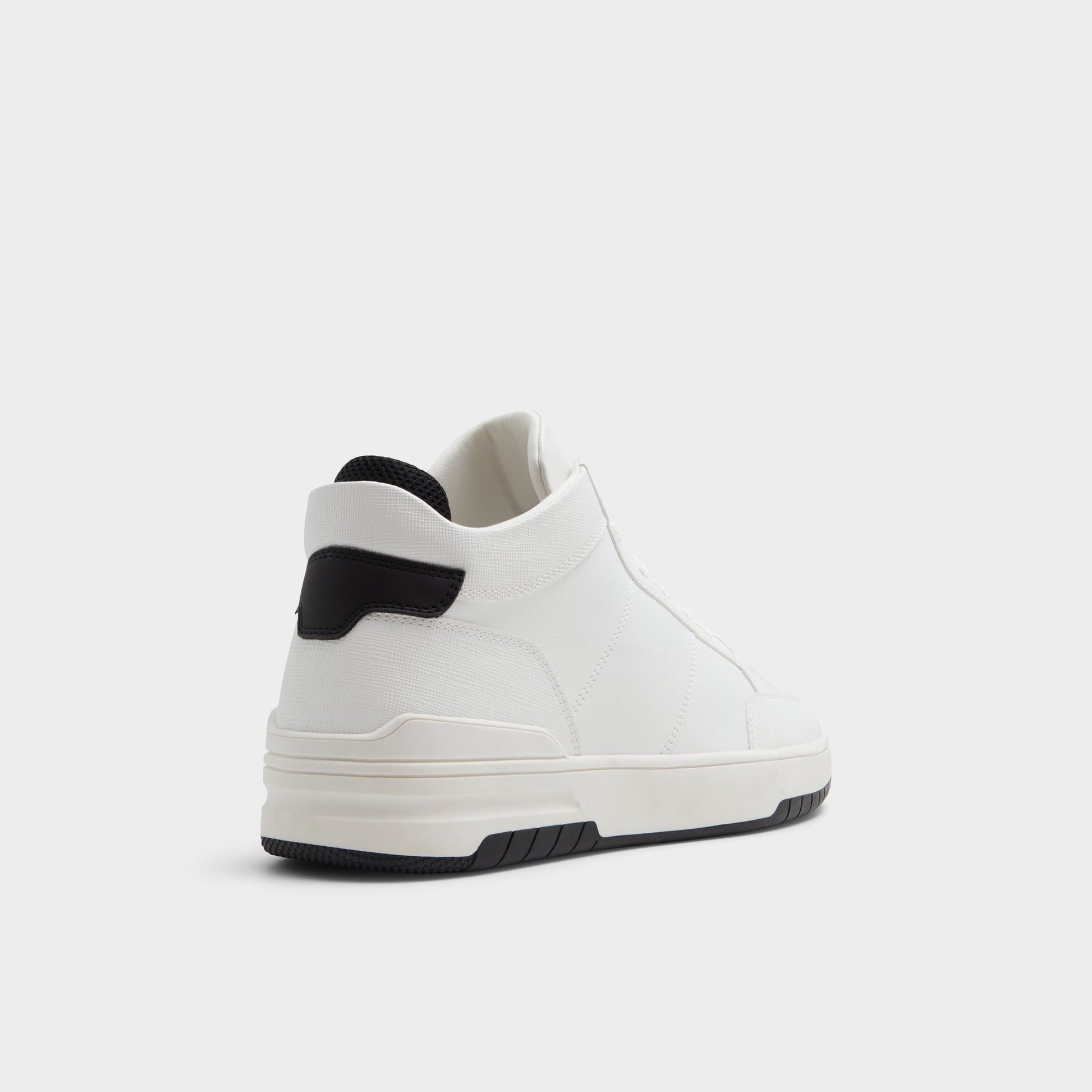 Three-quarter angle of White Victor High top sneaker's back side