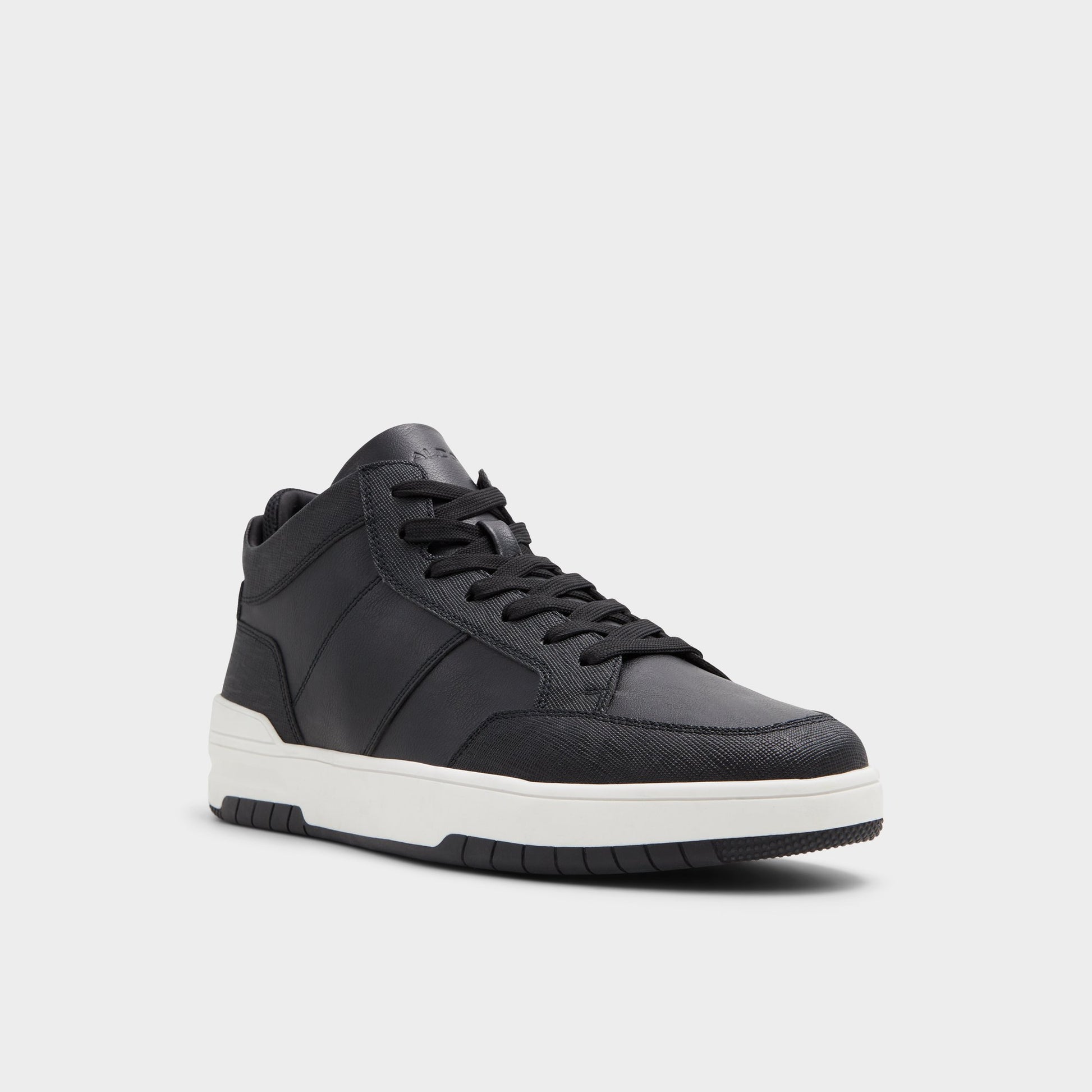 Three-quarter angle of Black Victor High top sneaker's front side