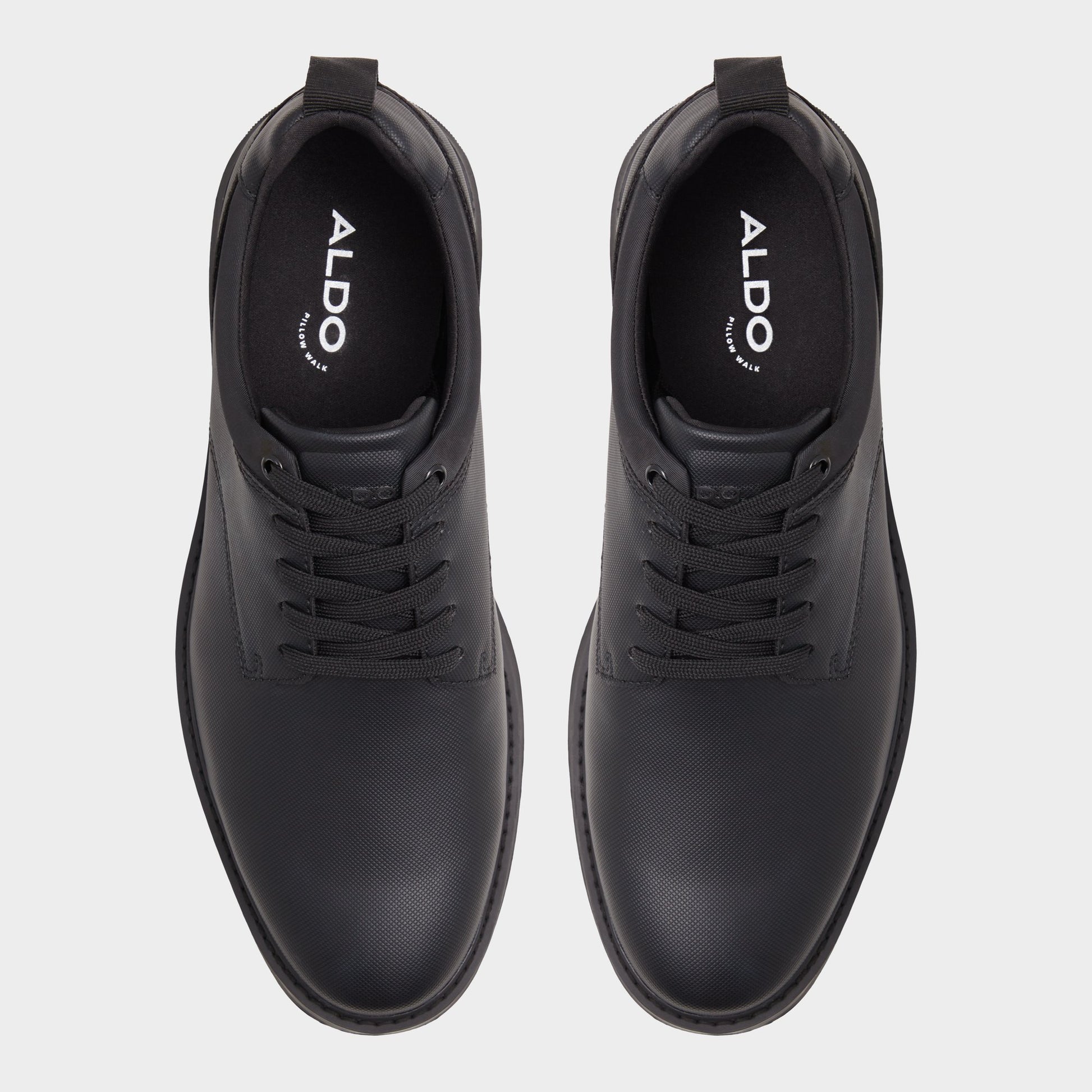 Top-down view of the Black Preth Oxford shoe