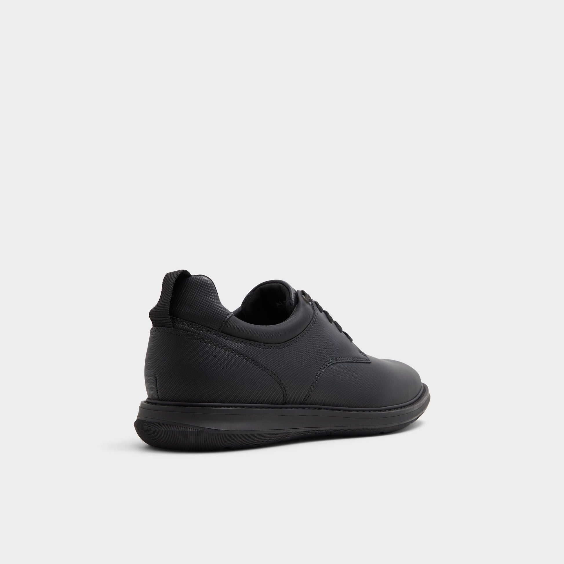 Three-quarter angle of Black Preth Oxford shoe's back side
