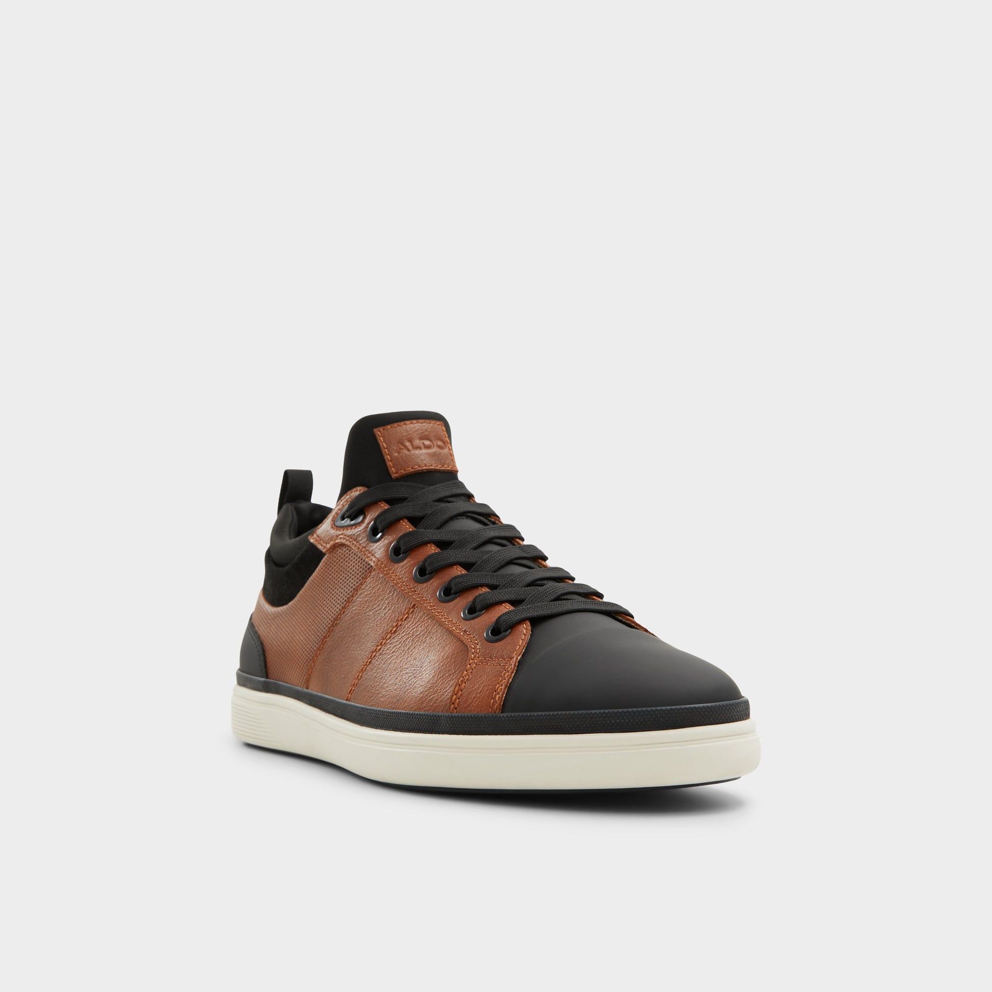 Three-quarter angle of Light Brown Salloker Low top sneaker's front side