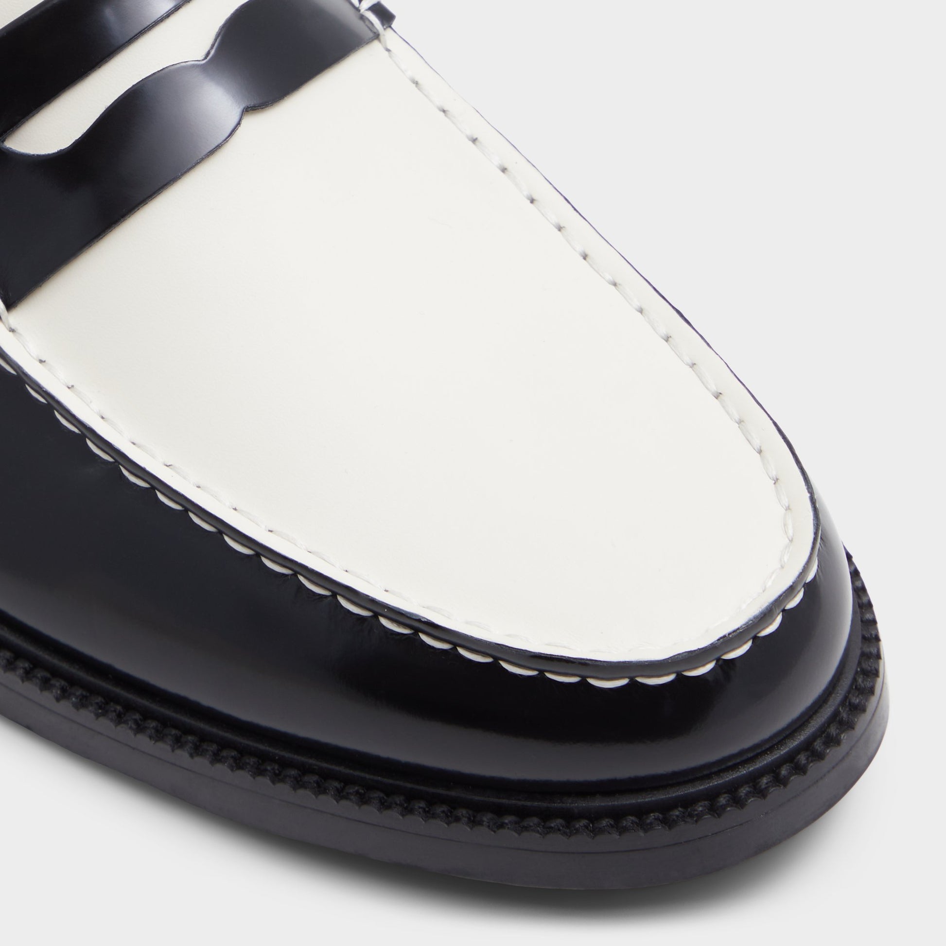 Close-up of the Black/White Kieran Loafer