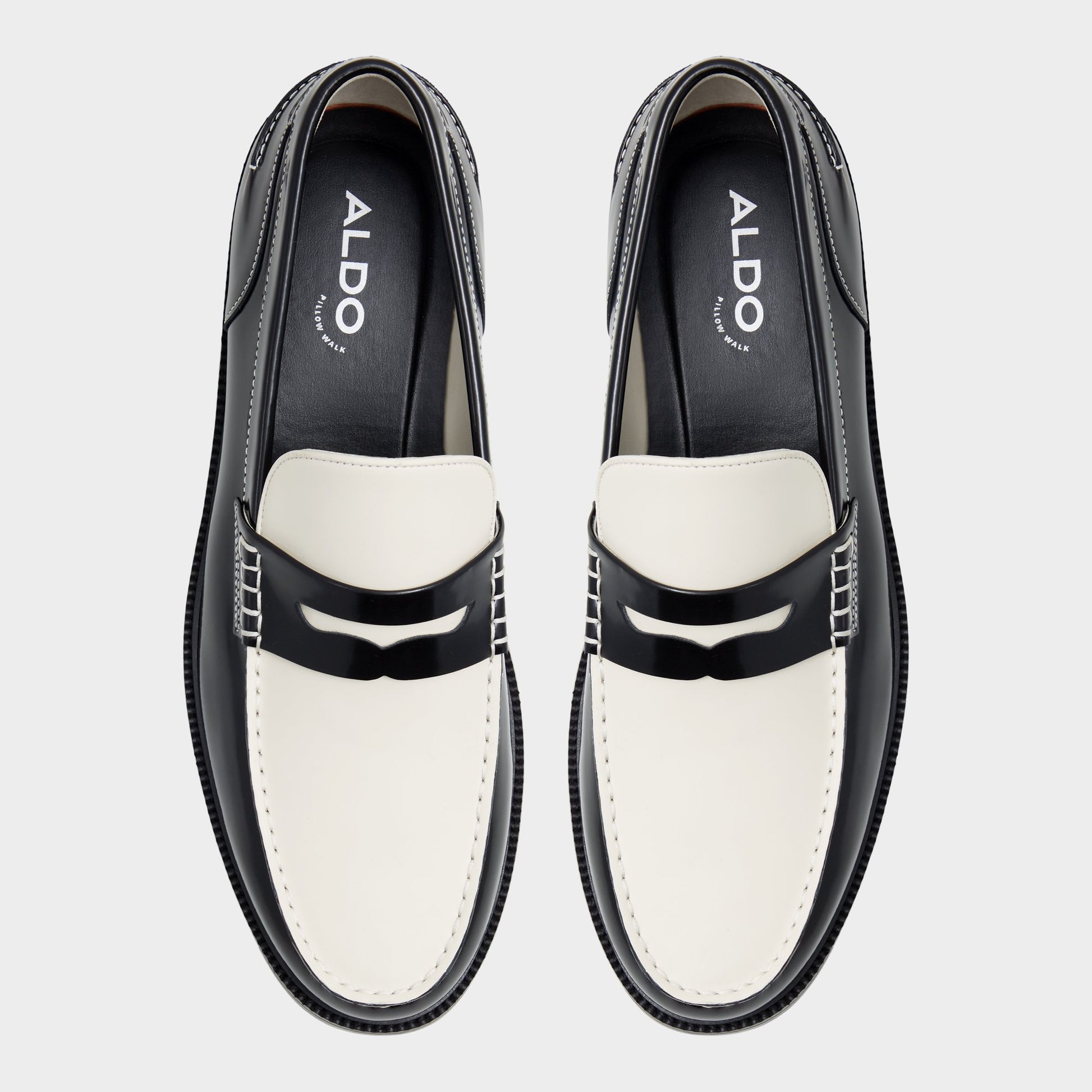 Top-down view of the Black/White Kieran Loafer