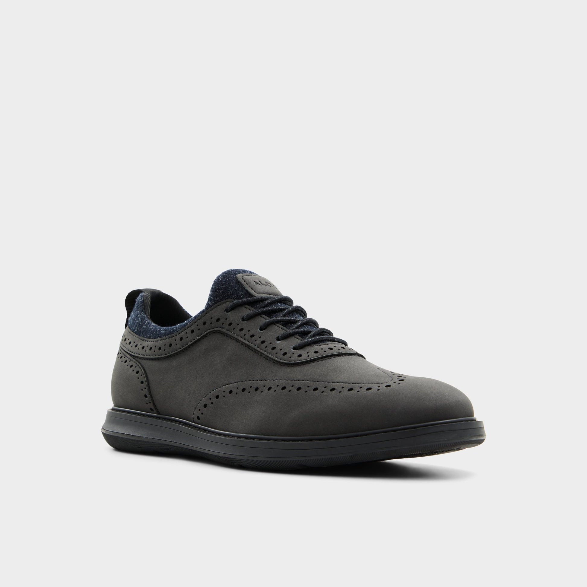 Three-quarter angle of Black Kalister Oxford shoe's front side