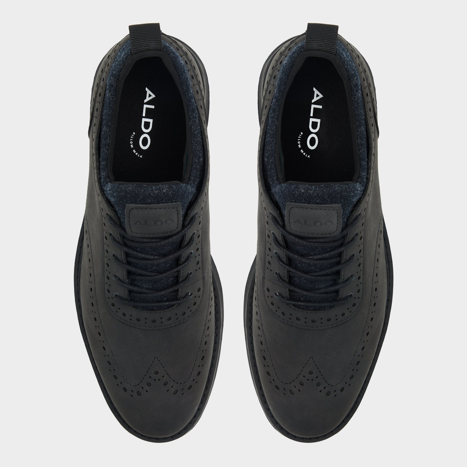 Top-down view of the Black Kalister Oxford shoe