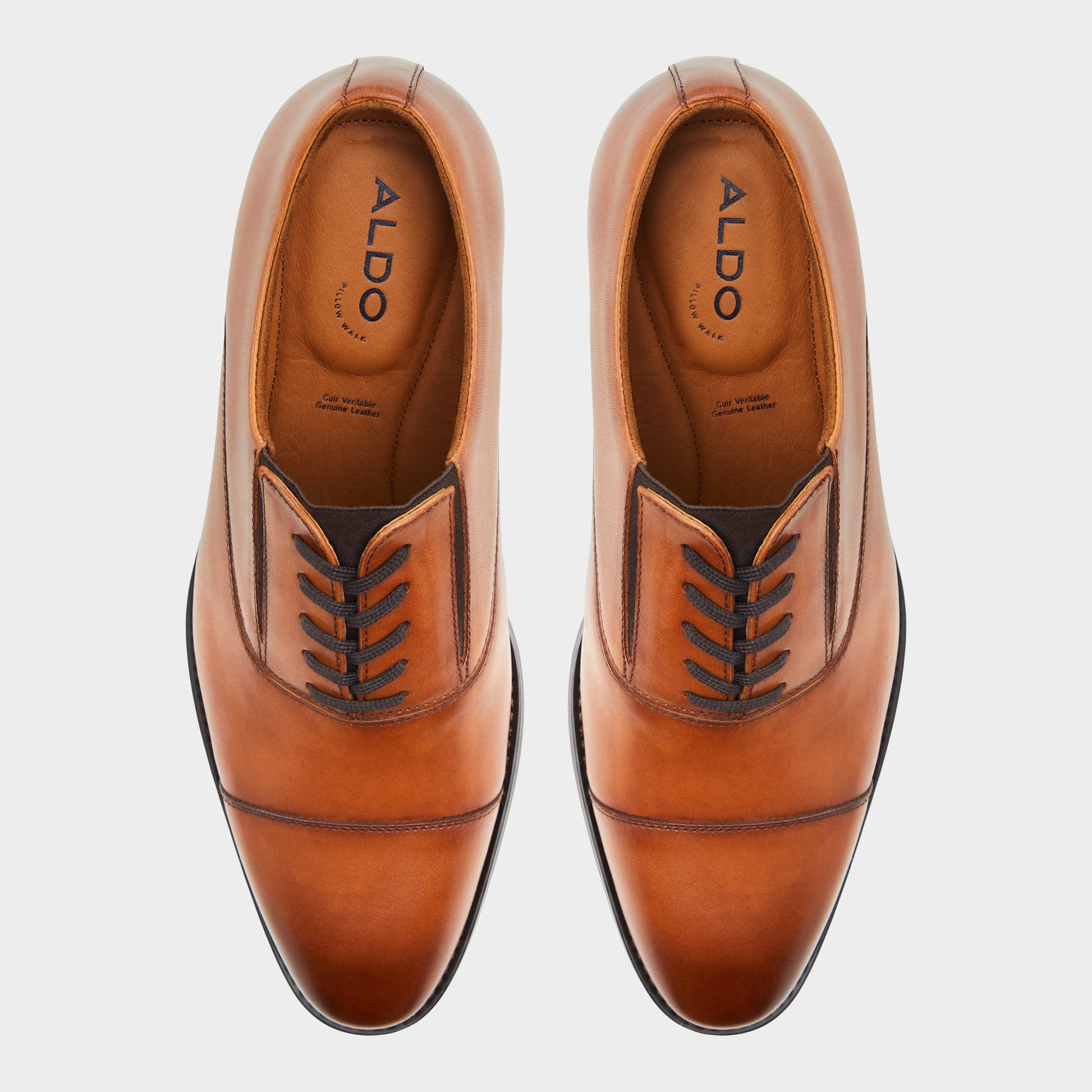 Top-down view of the Cognac Paxley Oxford shoe