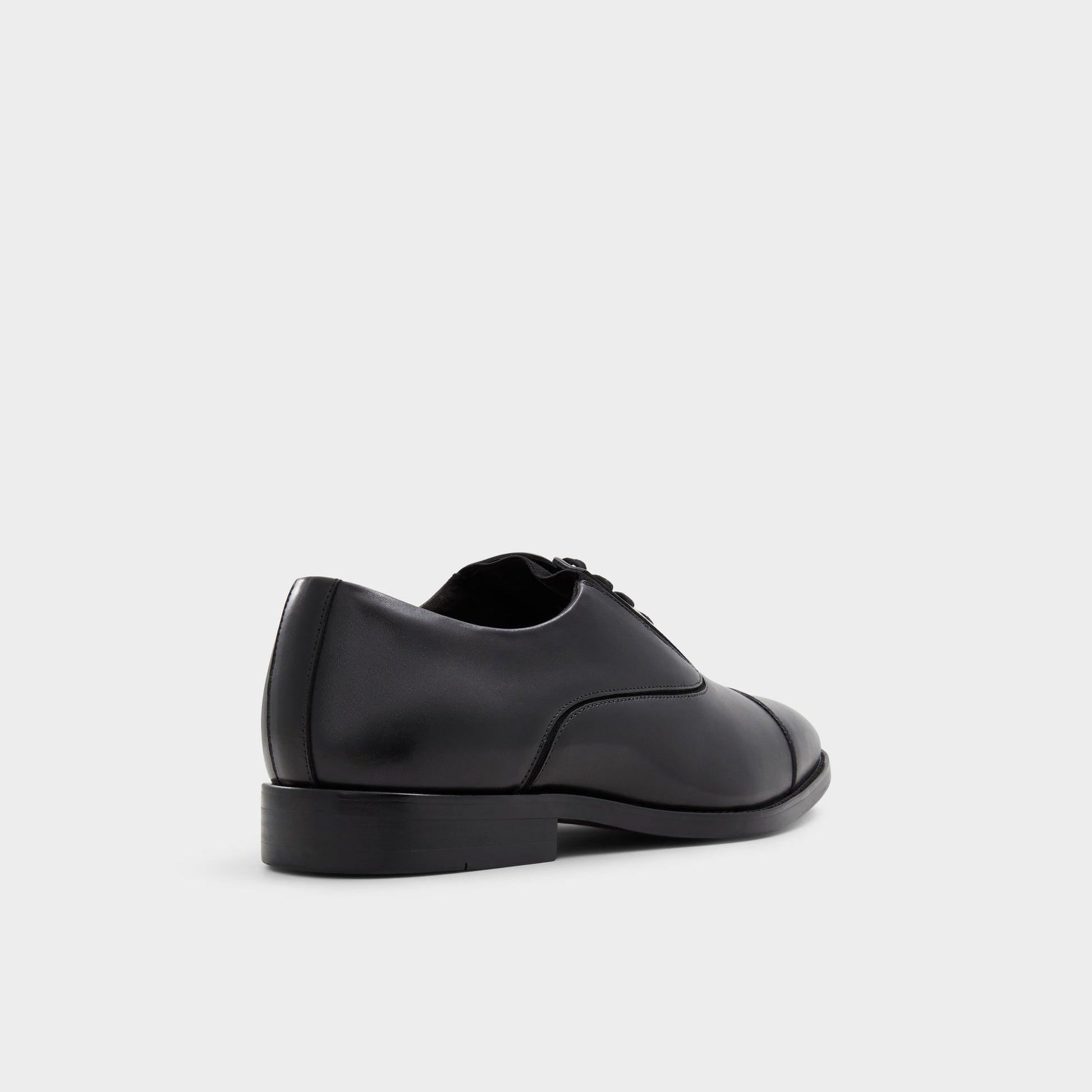 Three-quarter angle of Black Paxley Oxford shoe's back side