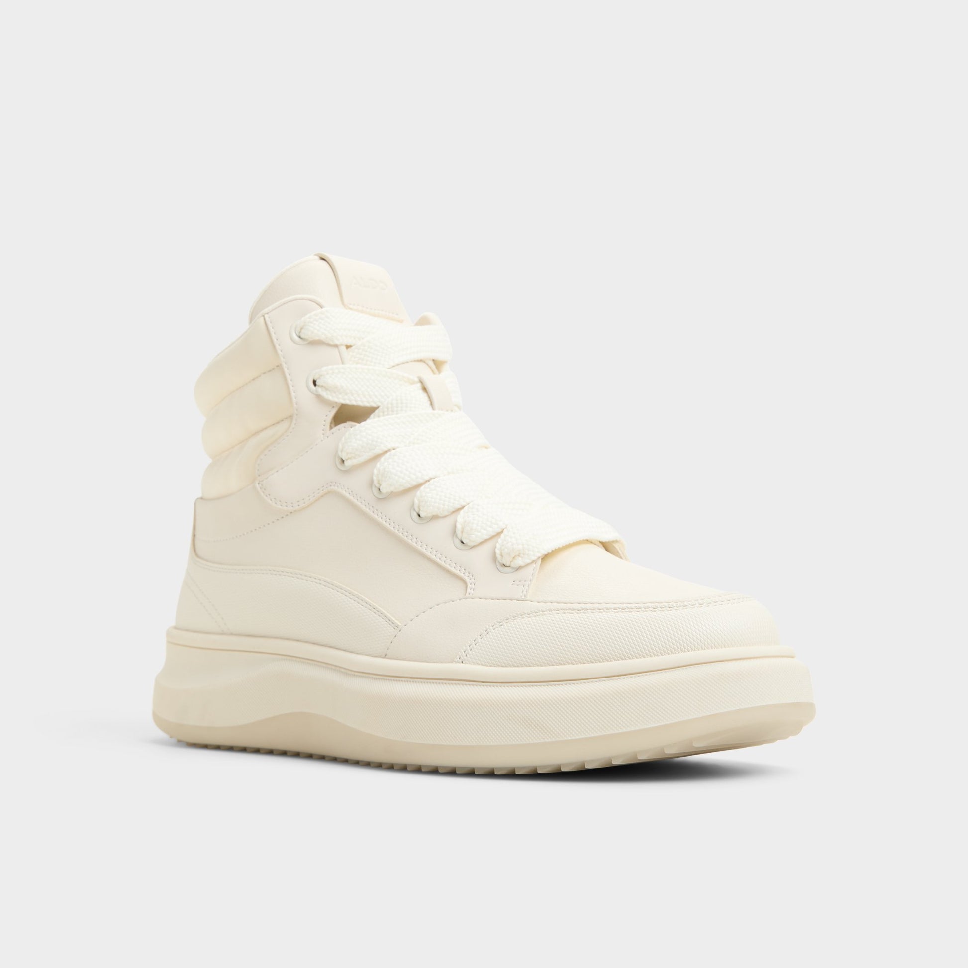 Three-quarter angle of Natural Stratos Lace-up boot's front side