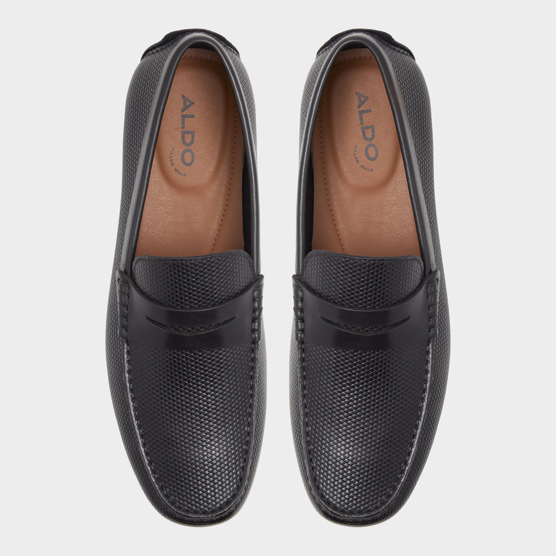 Top-down view of the Black Discourse Driving shoe