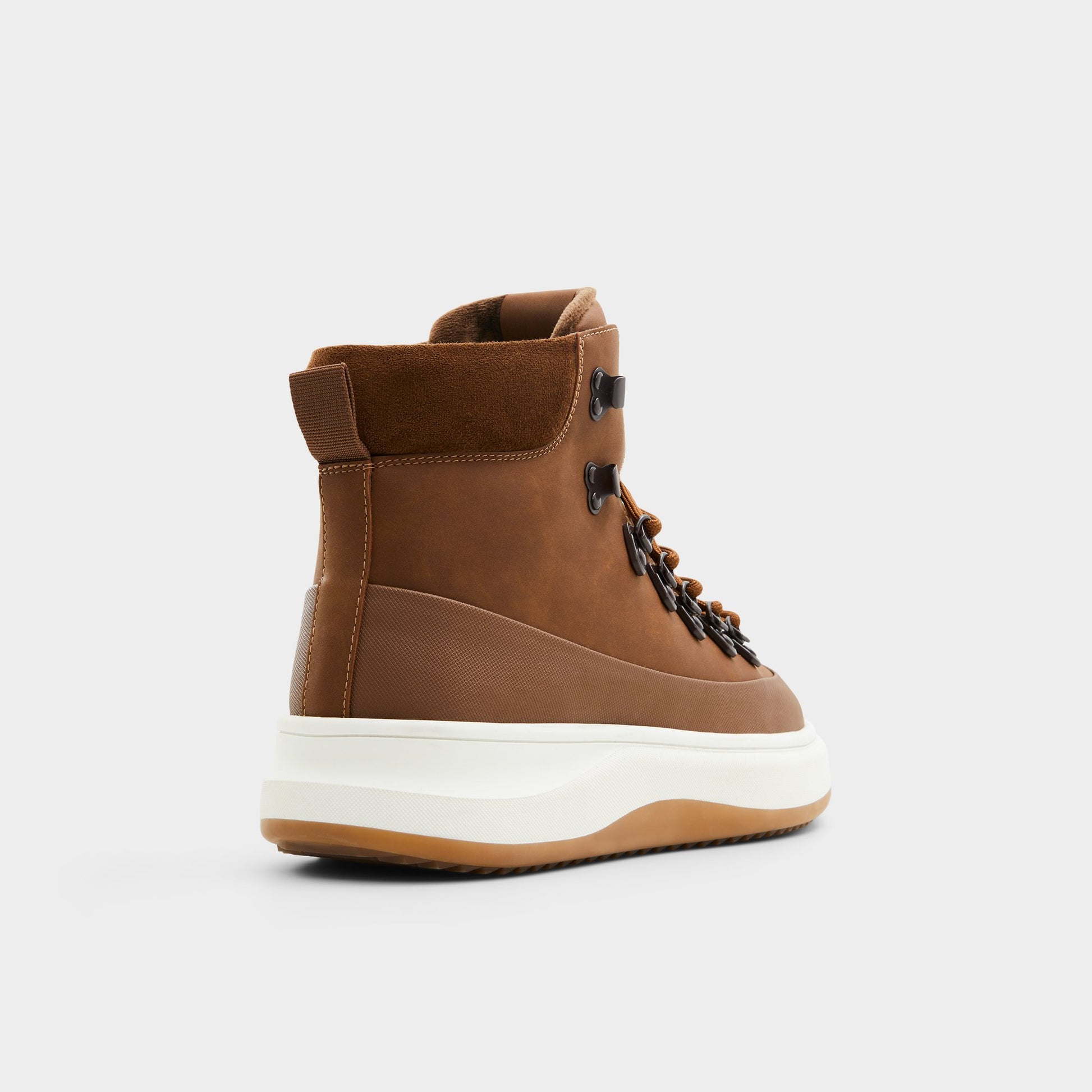 Three-quarter angle of Cognac Gibson Lace-up boot's back side