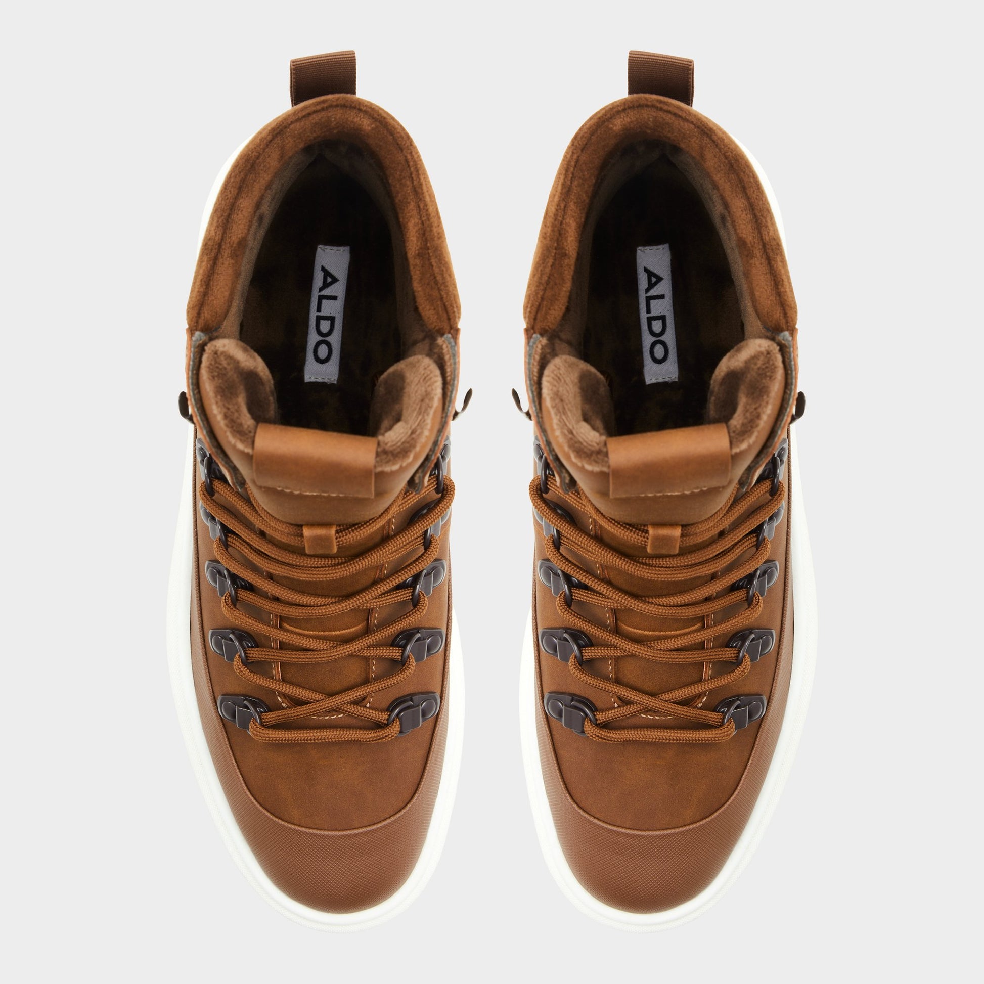 Top-down view of the Cognac Gibson Lace-up boot