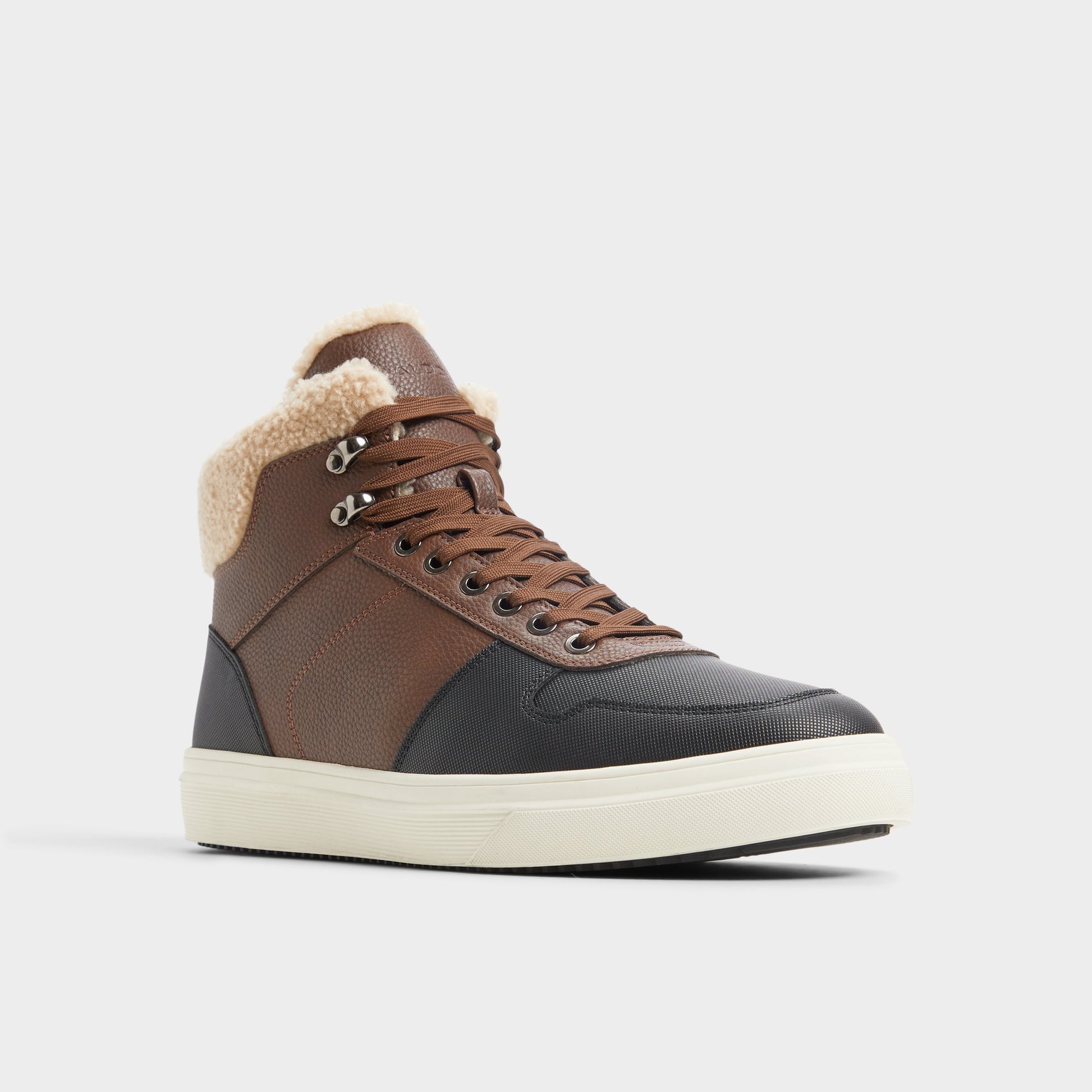 Three-quarter angle of Brown Smithy Lace-up boot's front side
