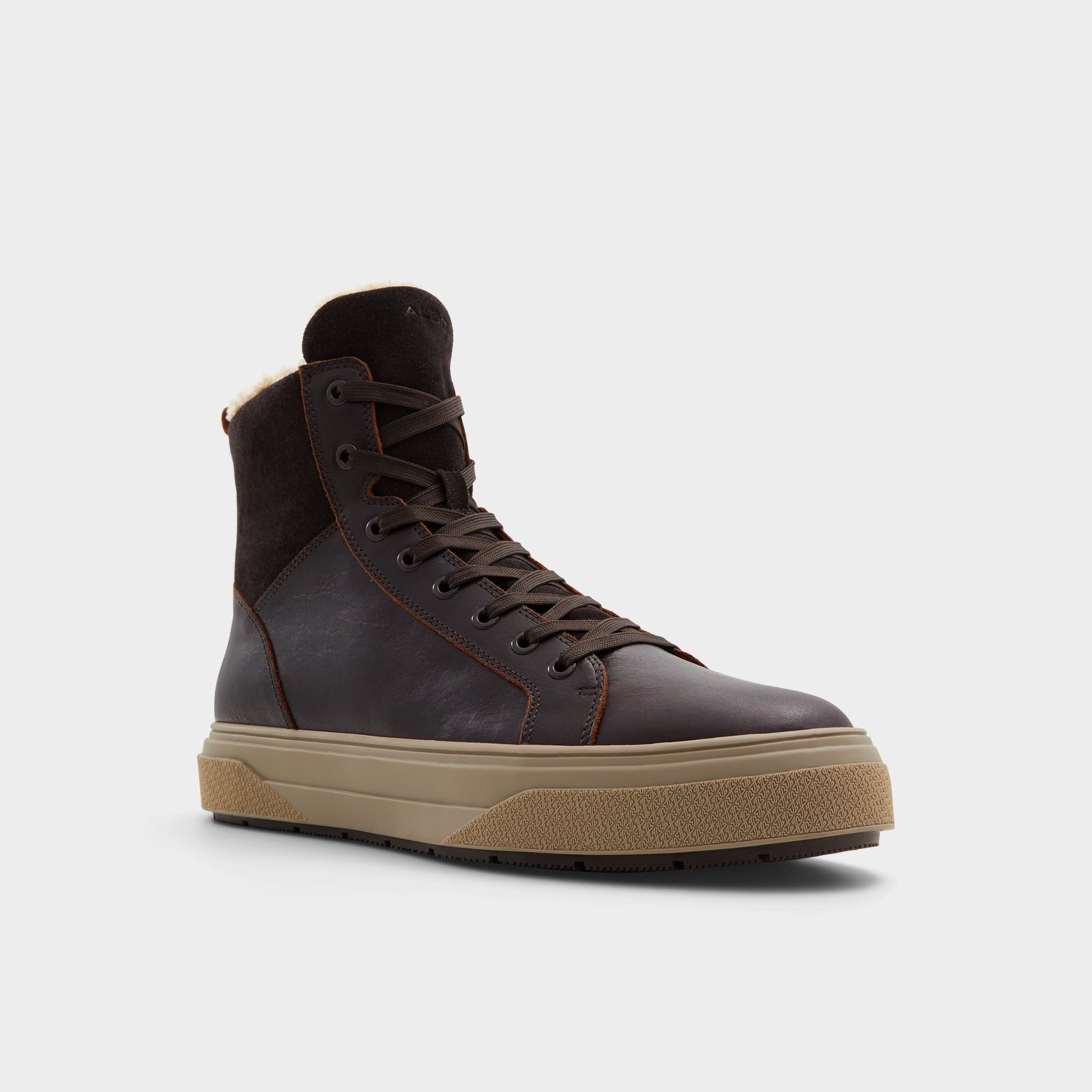 Three-quarter angle of Cognac Dusker Lace-up boot's front side