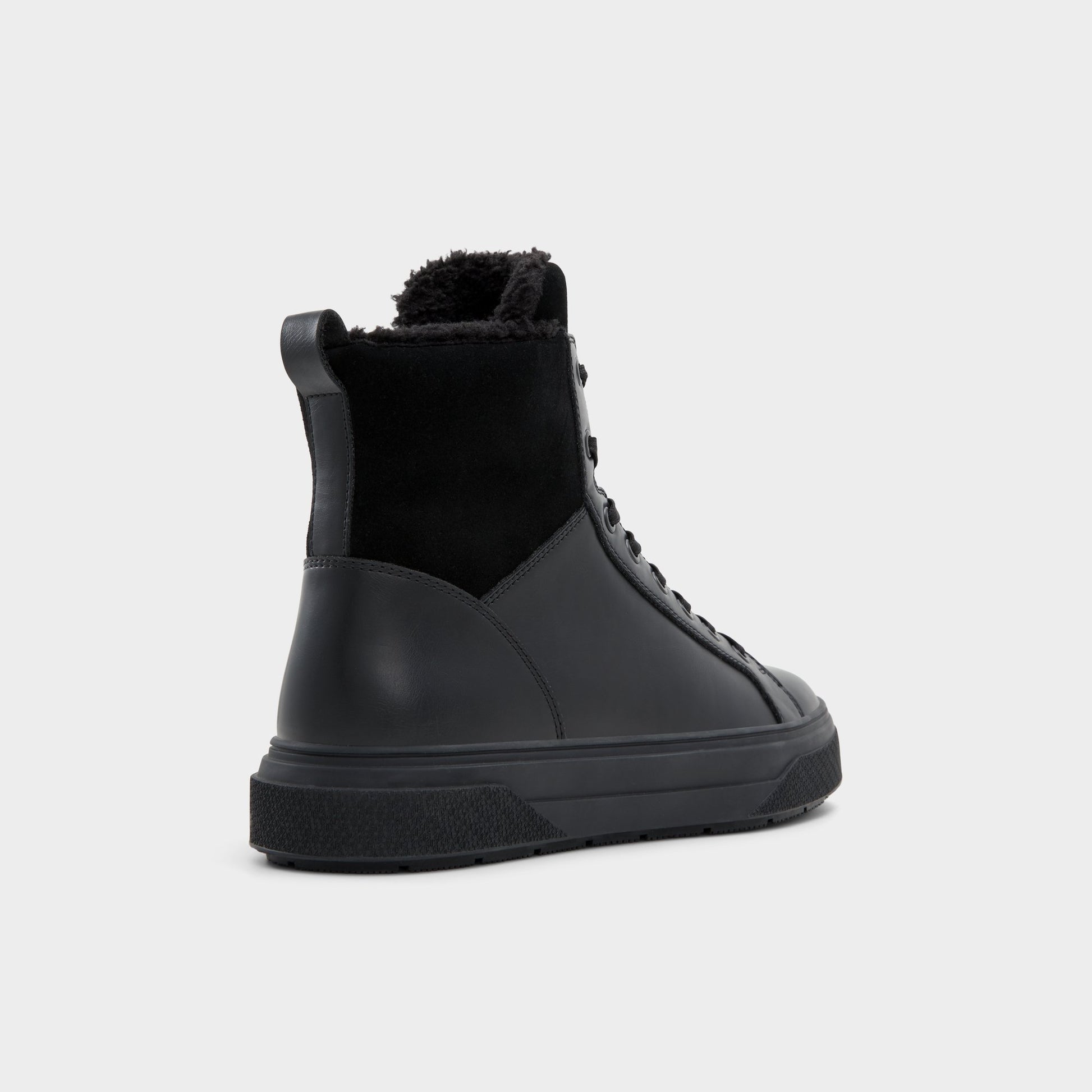 Three-quarter angle of Black Dusker Lace-up boot's back side