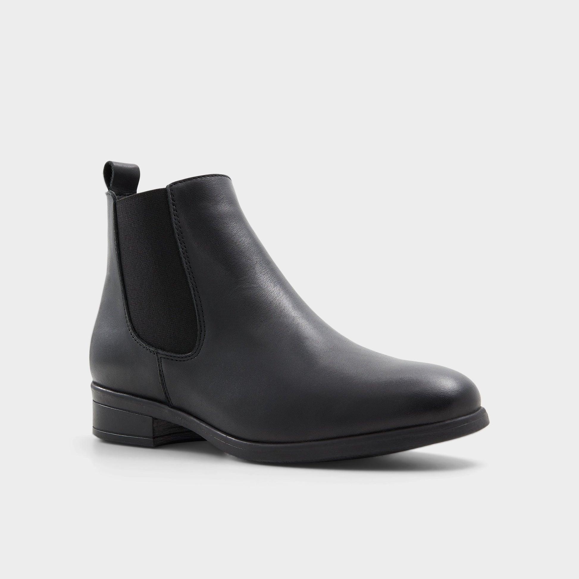 Three-quarter angle of Black Wicoenia Chelsea boot's front side