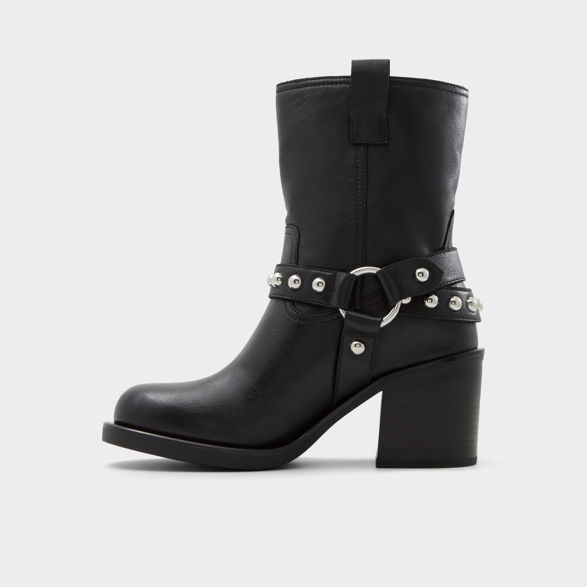 Side view of Black Albai Motorcycle ankle boot