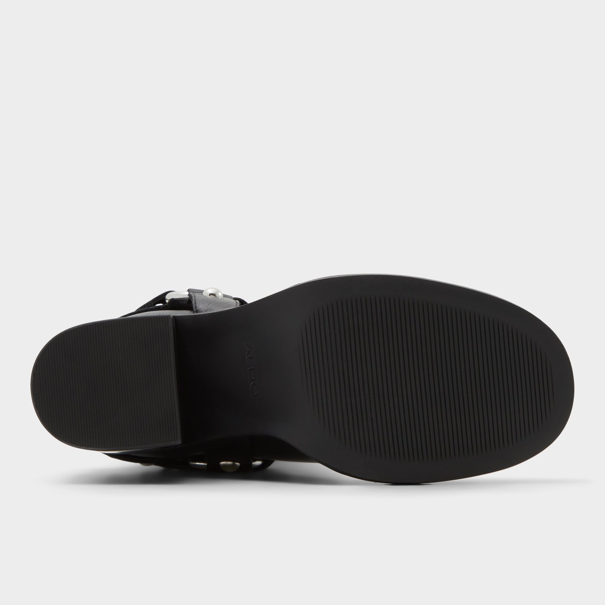 View of Black Albai Motorcycle ankle boot's sole
