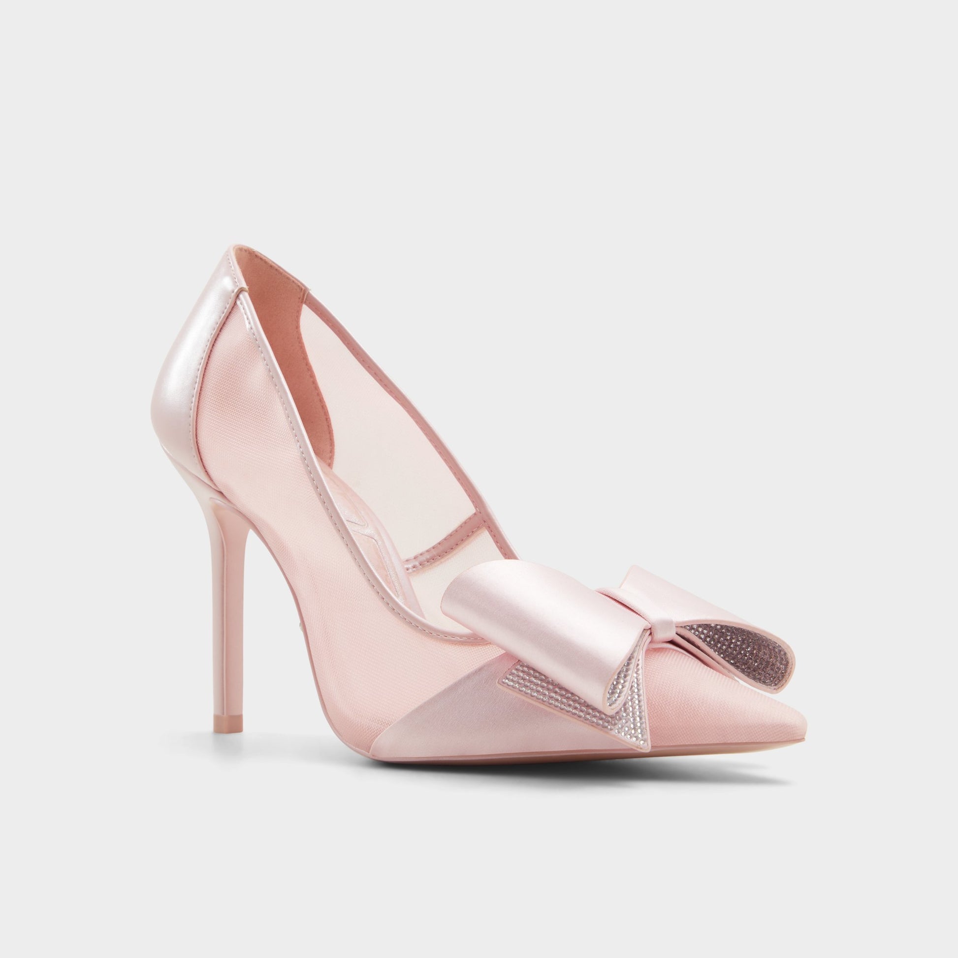 Three-quarter angle of Pink Amazafying Pump's front side