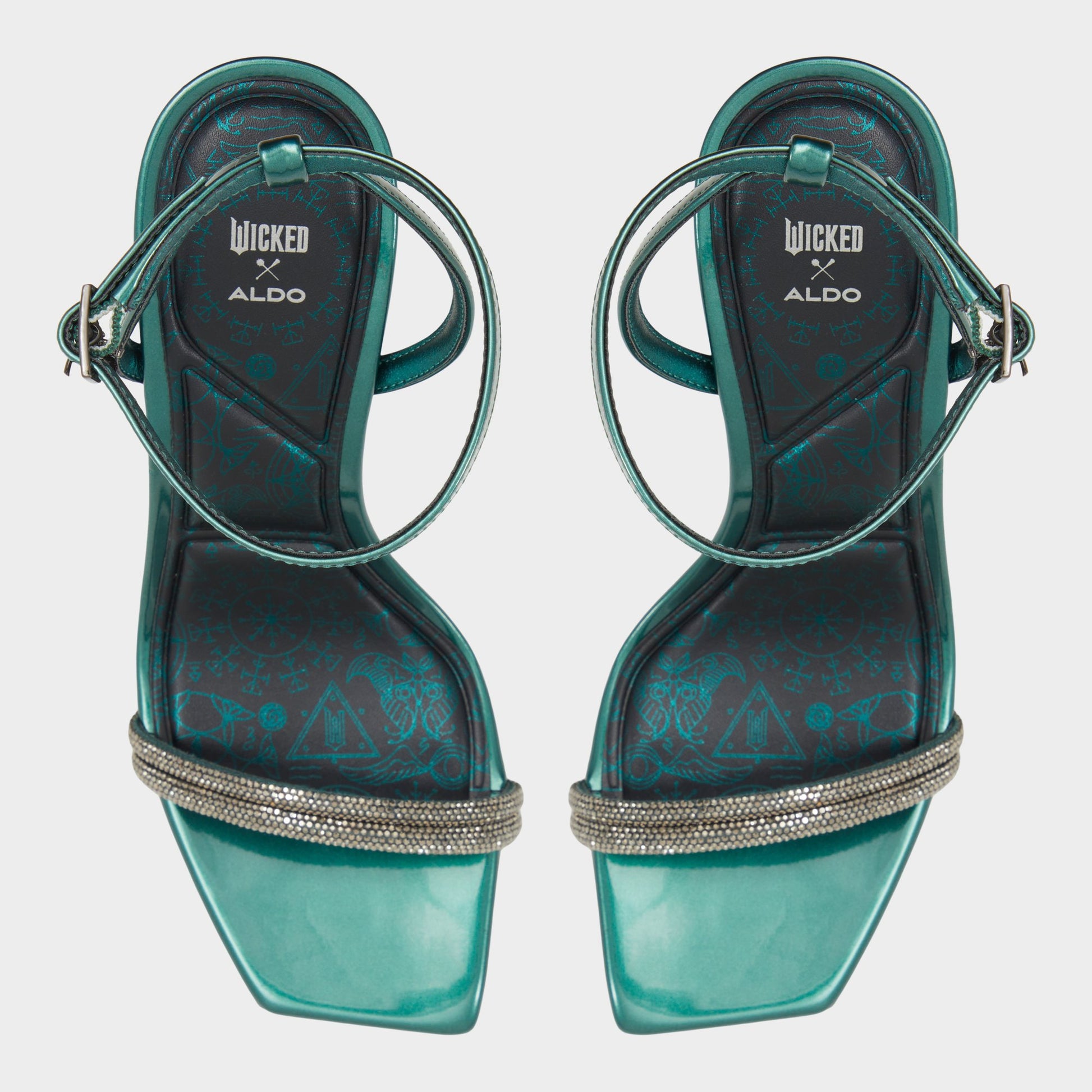 Top-down view of the Dark Green Bewitching Strappy heeled sandal