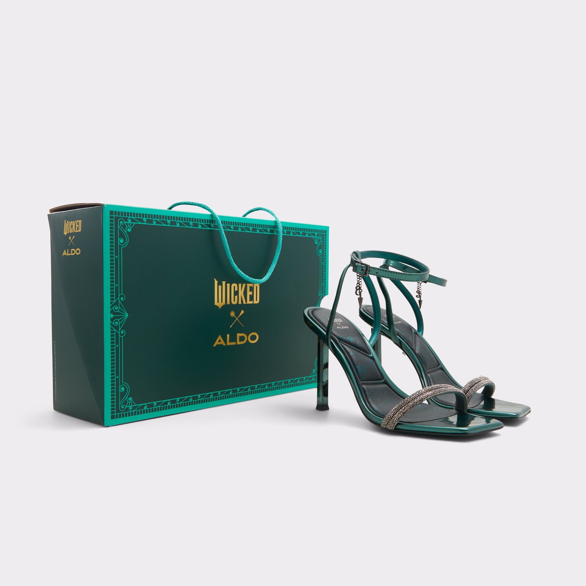 View of Dark Green Bewitching Strappy heeled sandal's sole