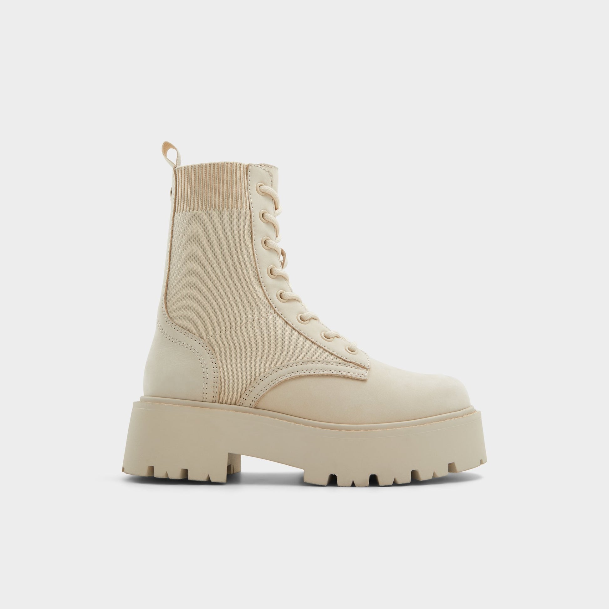 Main View of Beige Talaleryknit Combat ankle boot for Womens