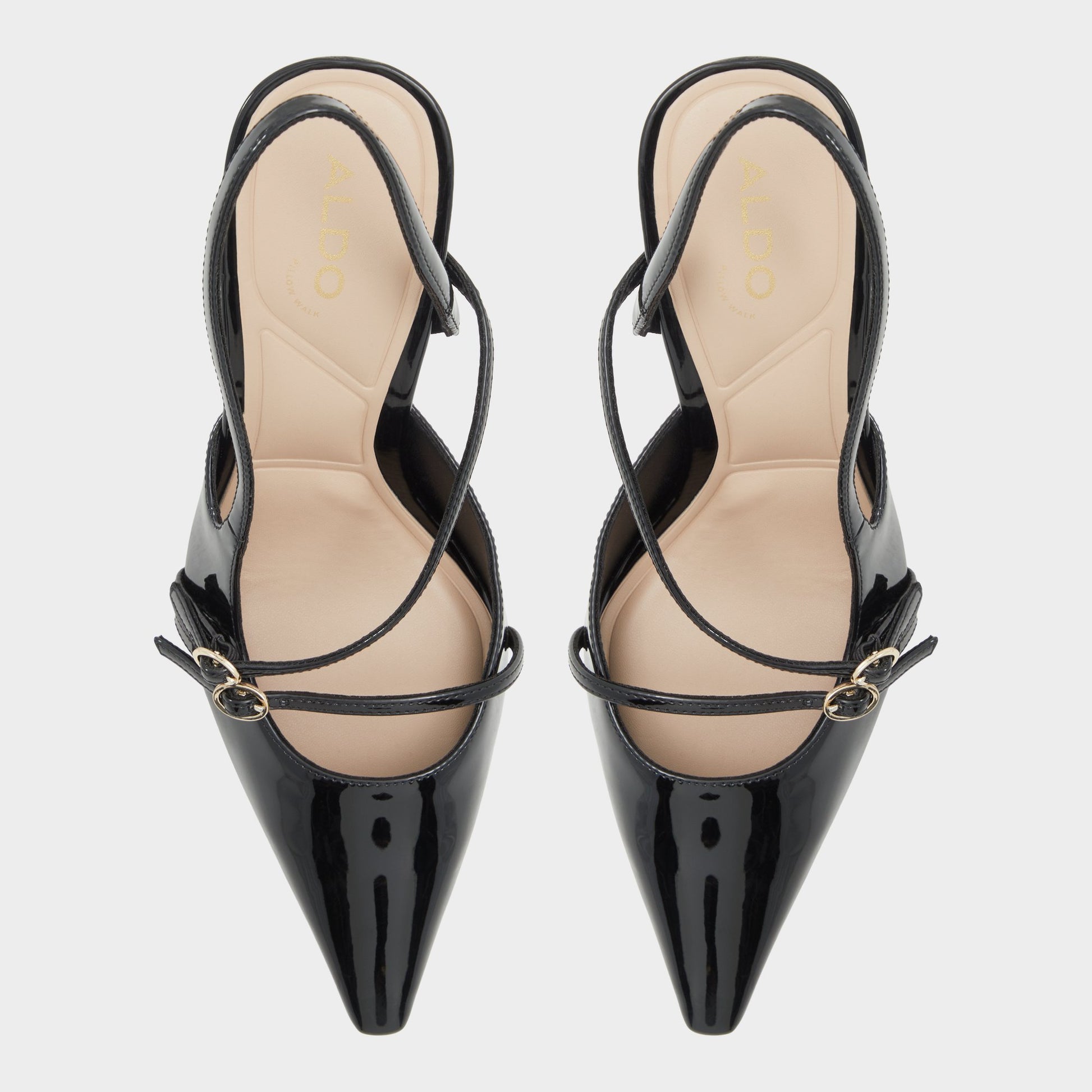 Top-down view of the Black Etheria Slingback heel