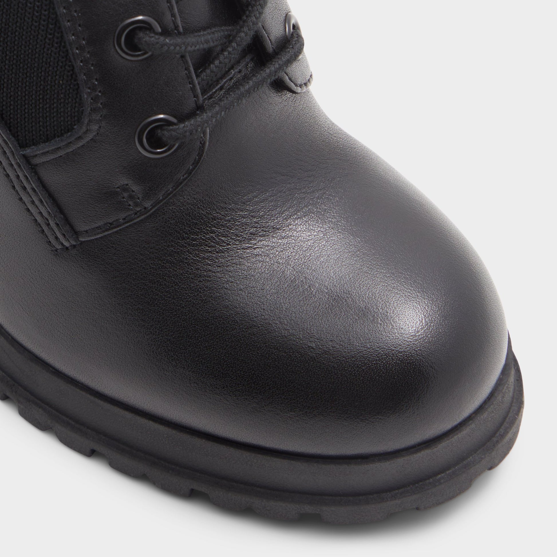 Close-up of the Black Rebellious Combat ankle boot