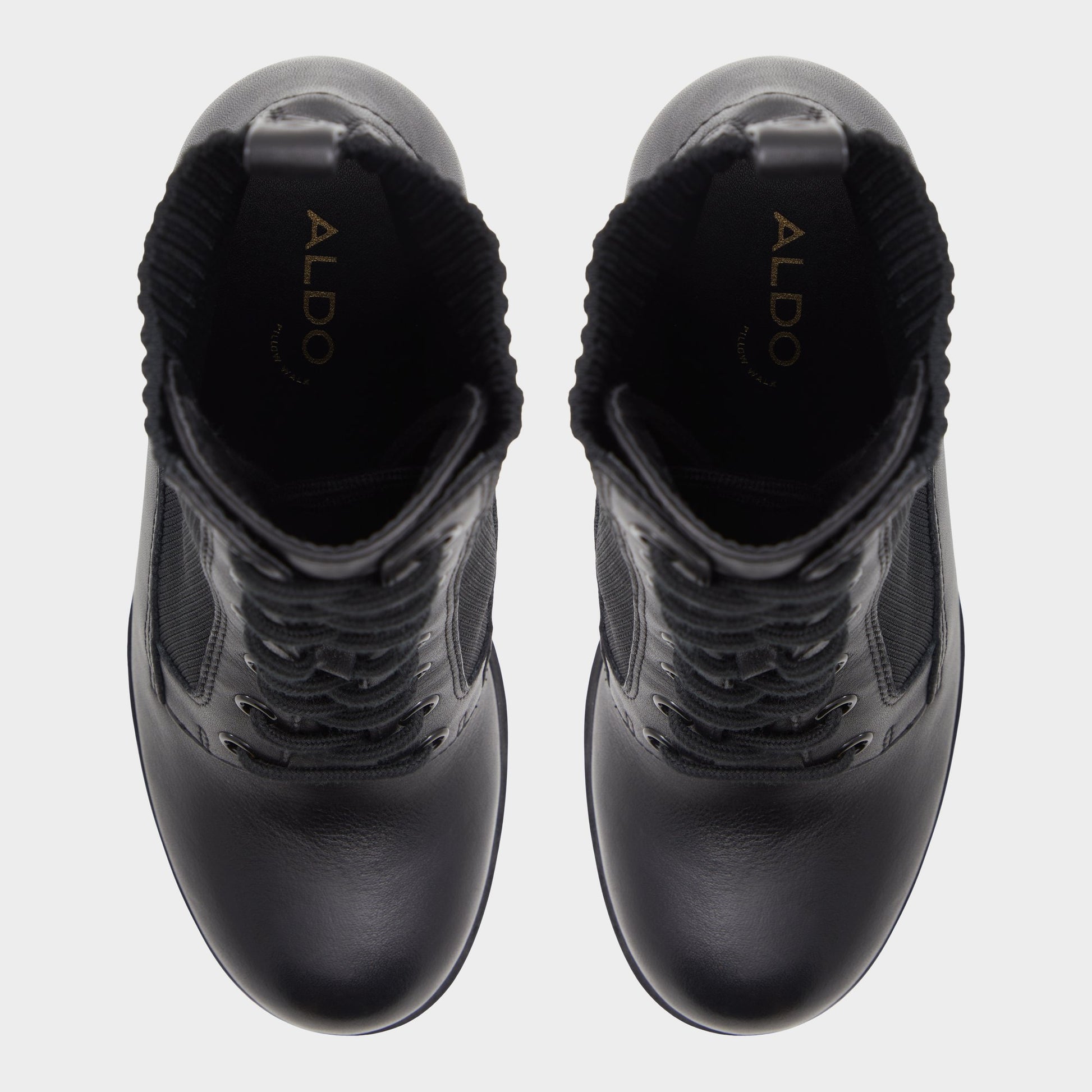 Top-down view of the Black Rebellious Combat ankle boot
