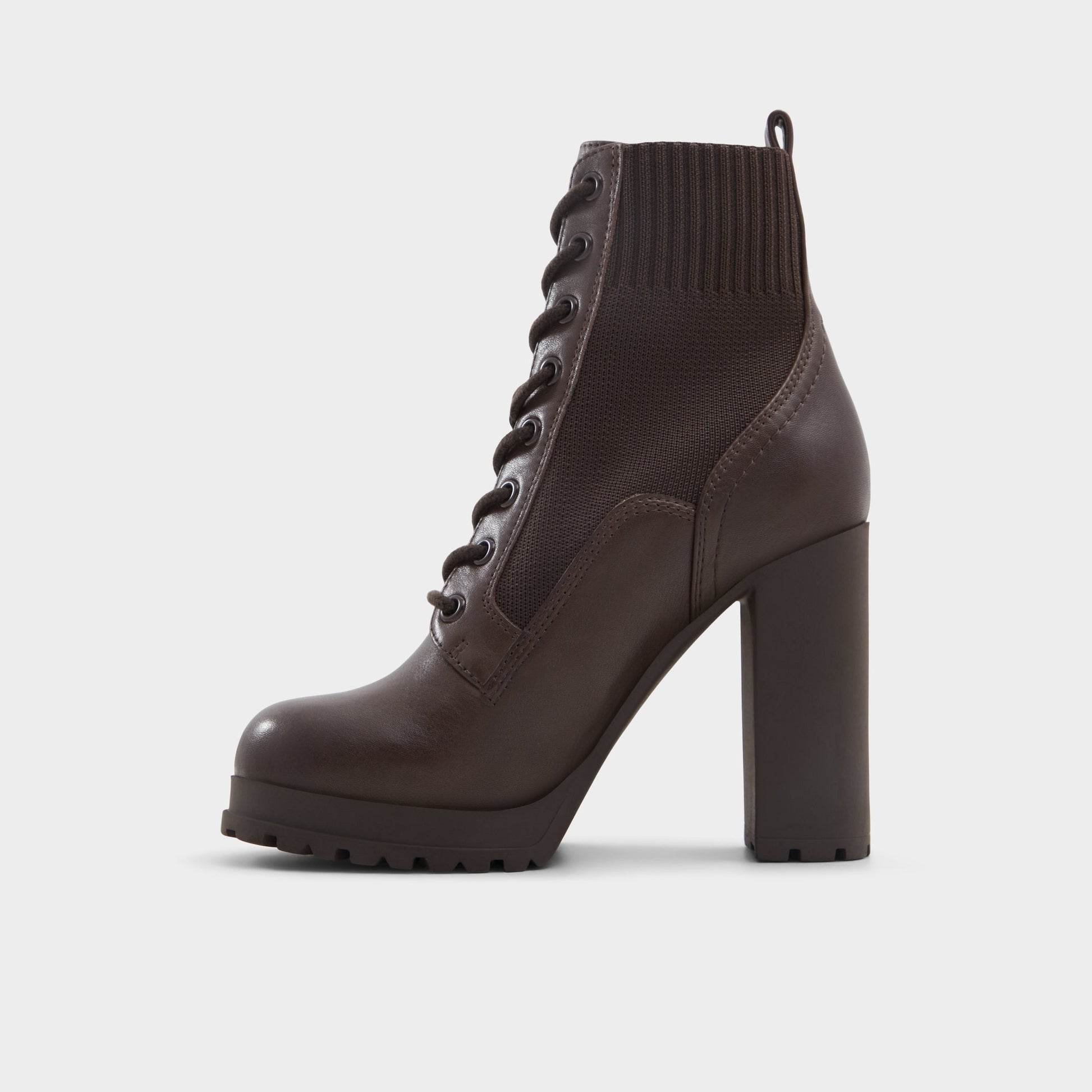 Side view of Dark Brown Rebellious Combat ankle boot