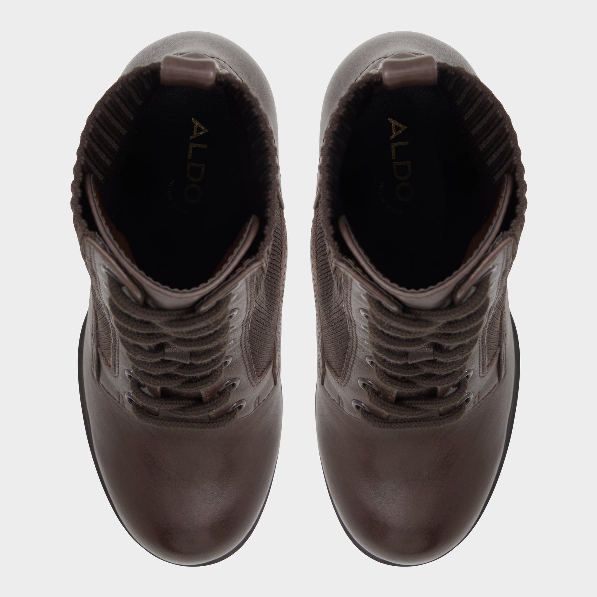 Top-down view of the Dark Brown Rebellious Combat ankle boot