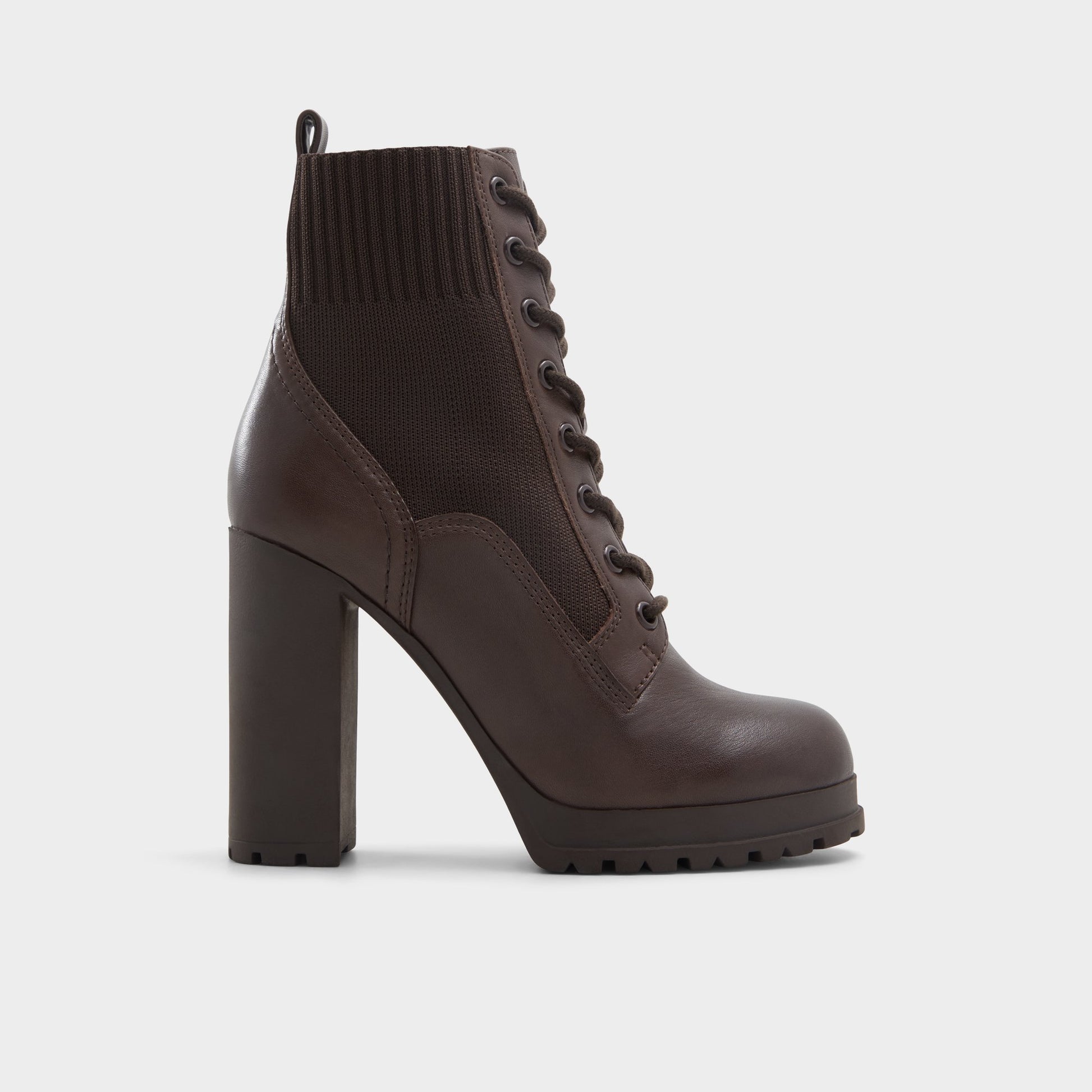 Main View of Dark Brown Rebellious Combat ankle boot for Womens
